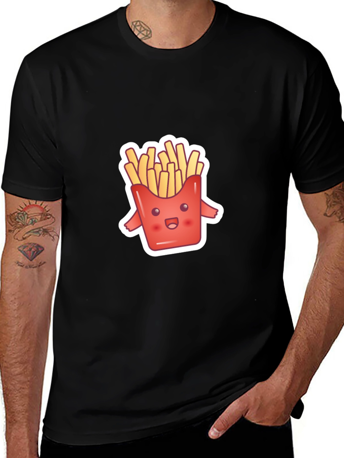 Variant 29 of Cute Fries Graphic Tee - Black Comfort Fit