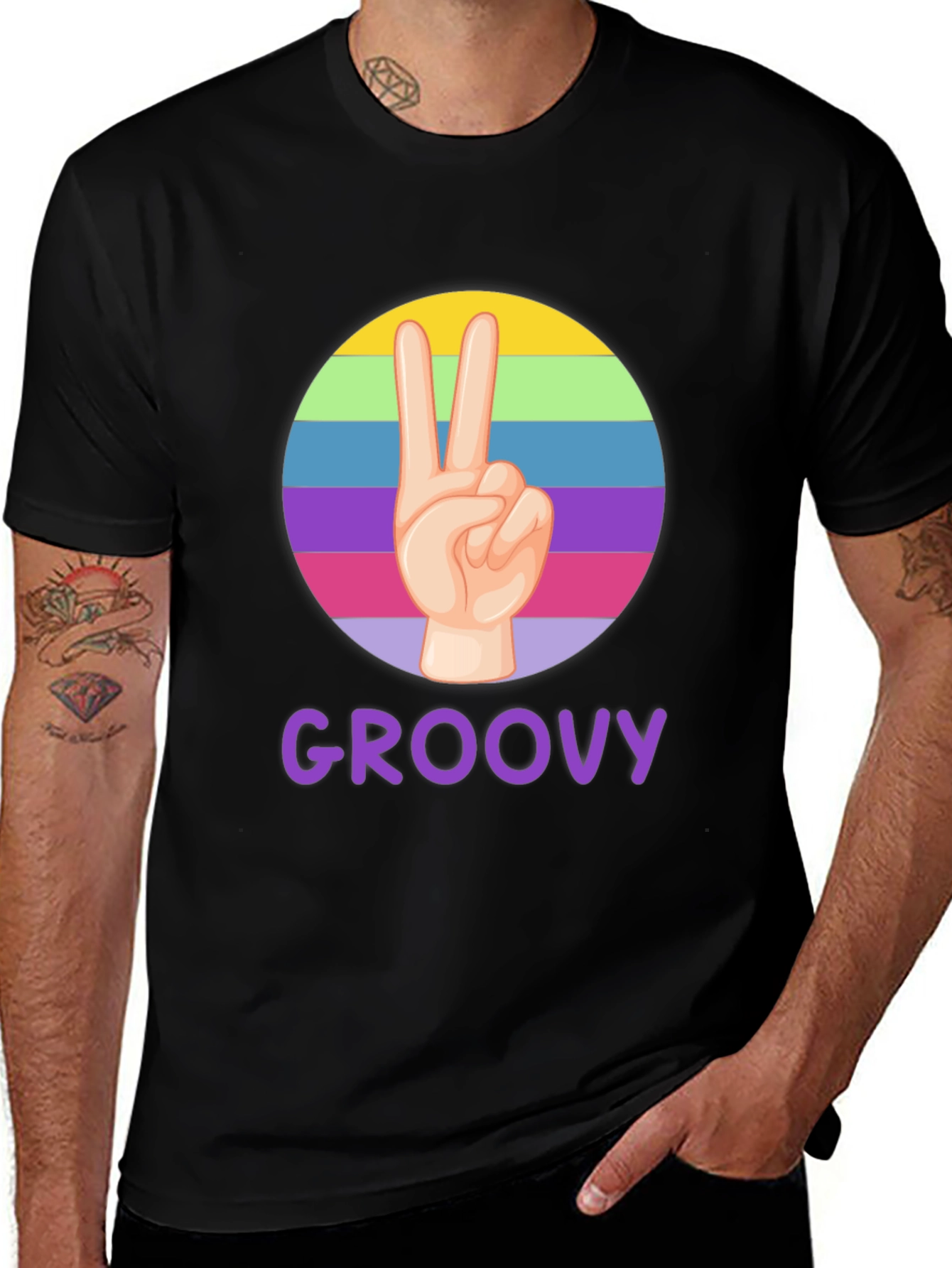 Variant 24 of Groovy Peace Sign T-Shirt - Retro Style