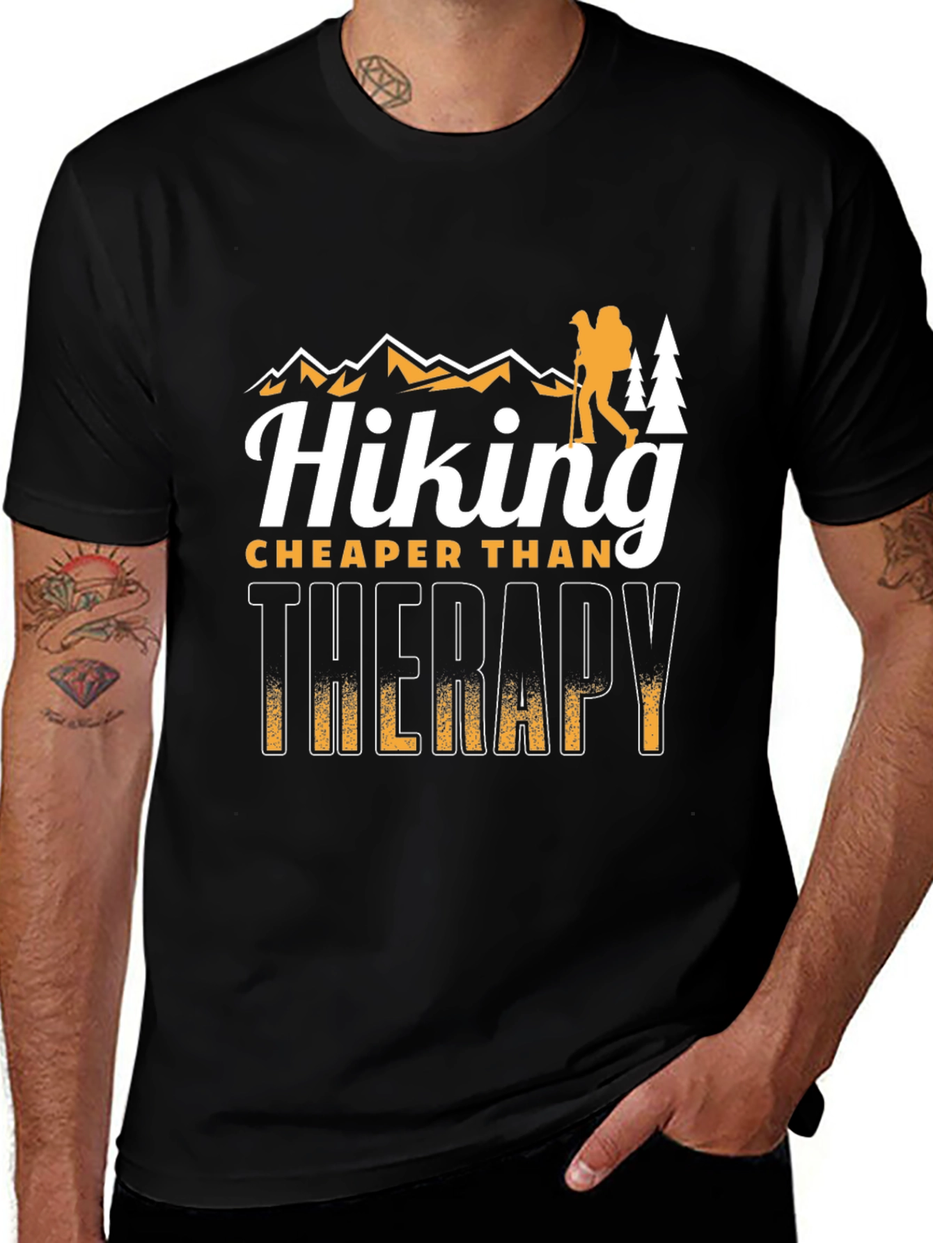 Variant 20 of Hiking Cheaper Than Therapy Black T-Shirt