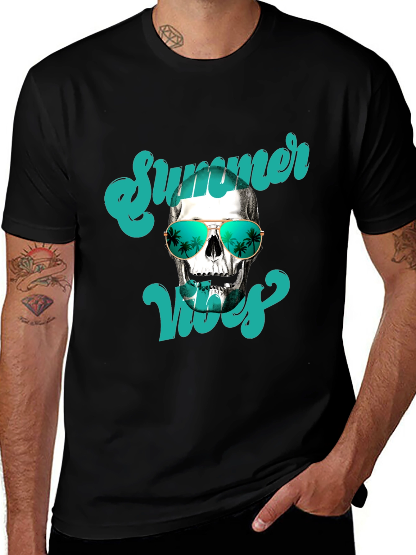 Variant 9 of Summer Vibes Skull T-Shirt - Cool Graphic Tee