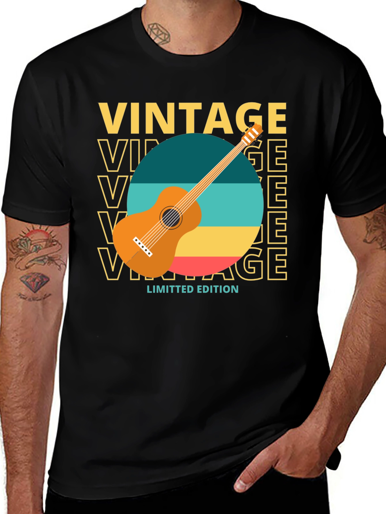 Variant 12 of Vintage Guitar Limited Edition Black T-Shirt
