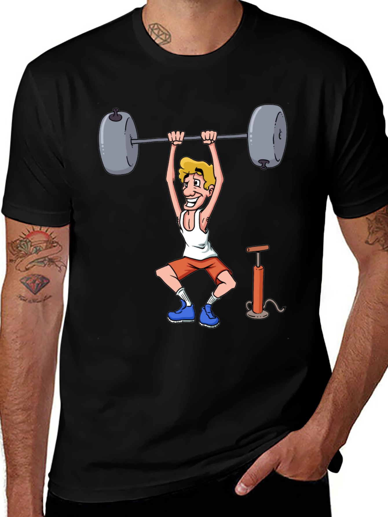 Variant 6 of Weightlifter Cartoon Graphic T-Shirt