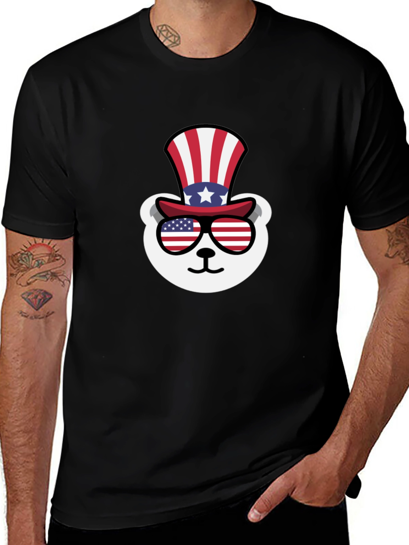 Patriotic Bear T-Shirt: Stars, Stripes & Cool Shades!