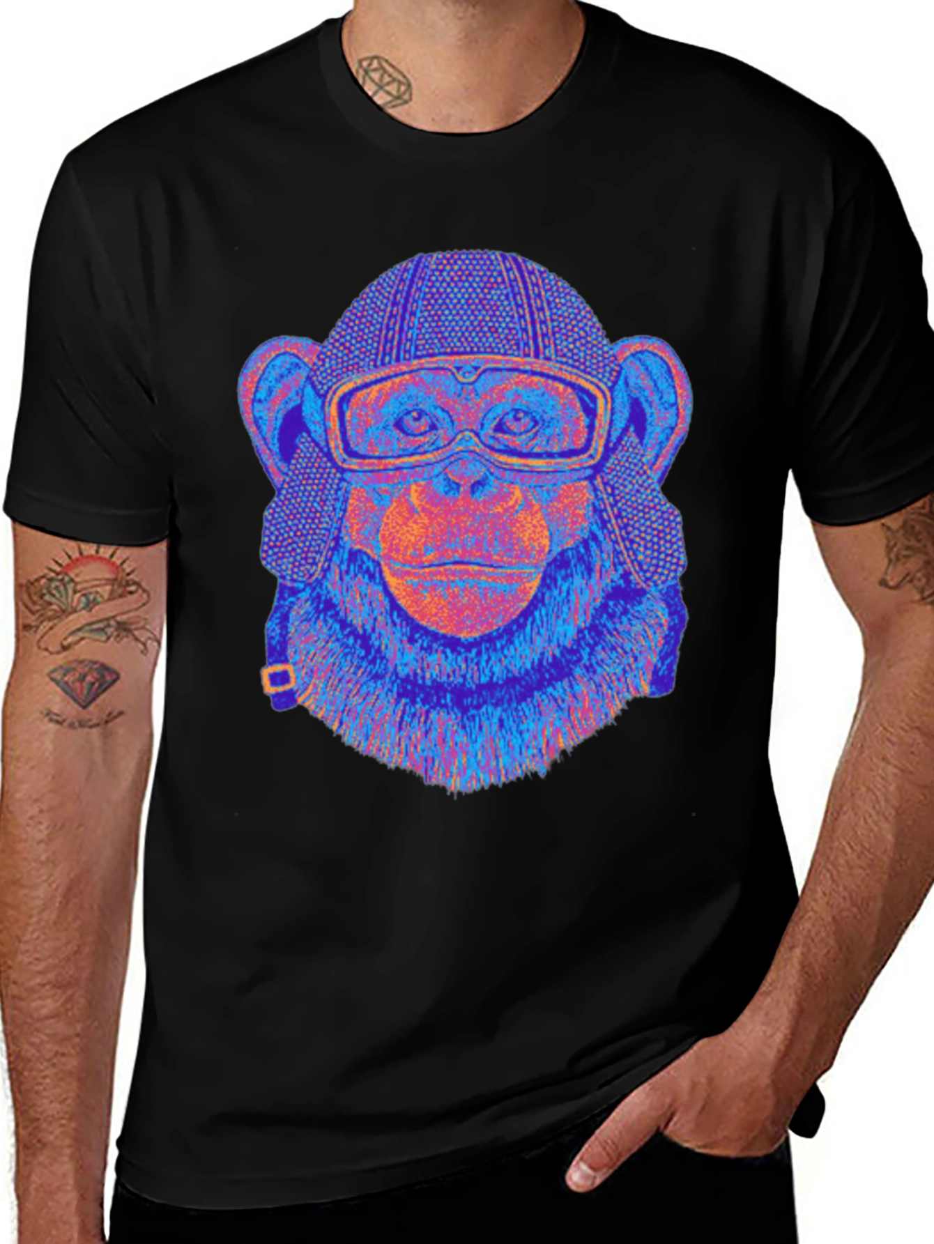 Variant 16 of Monkey Pilot Graphic Tee - Retro Style