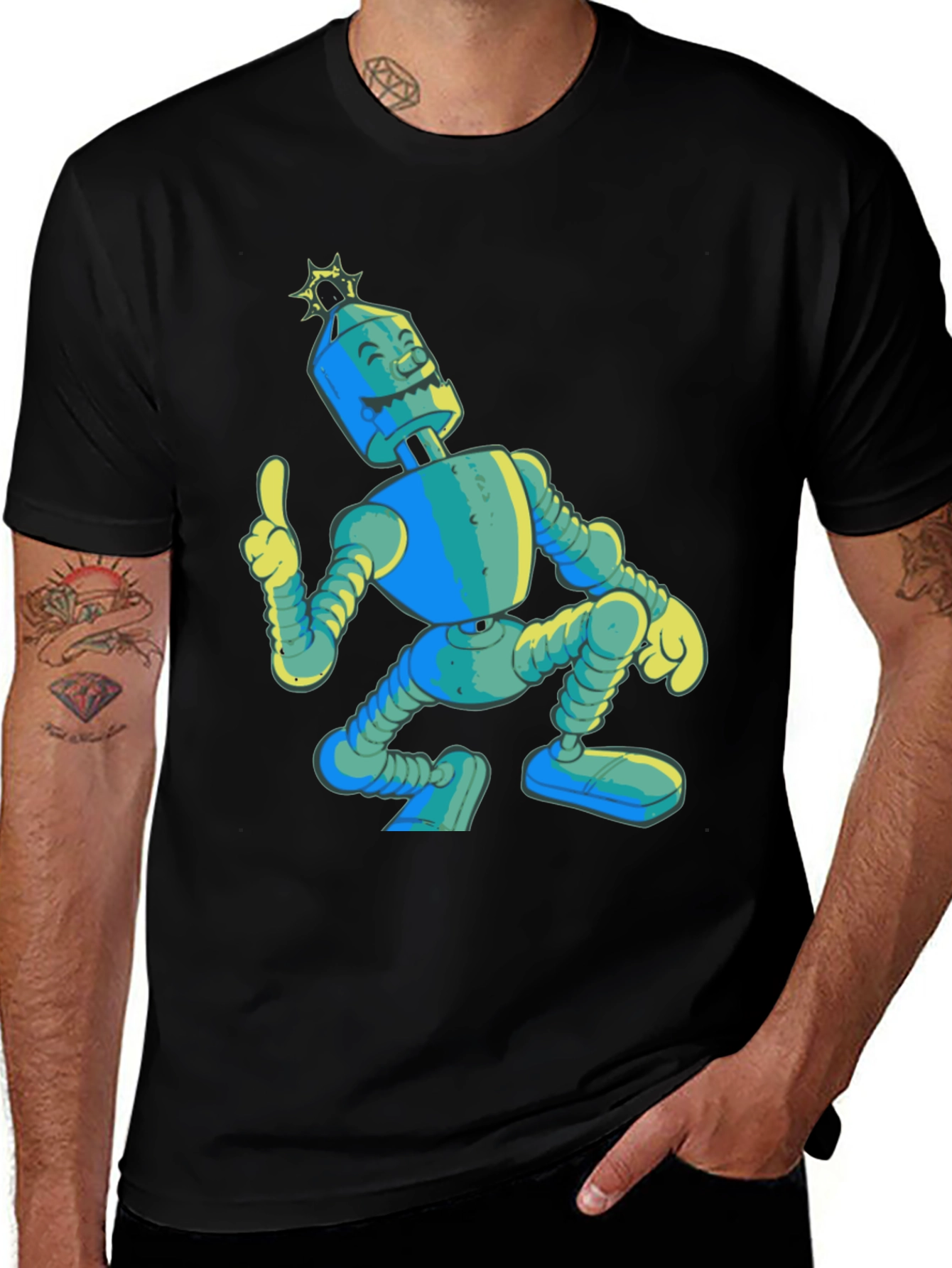 Variant 26 of Robot Graphic Tee - Quirky Black T-Shirt