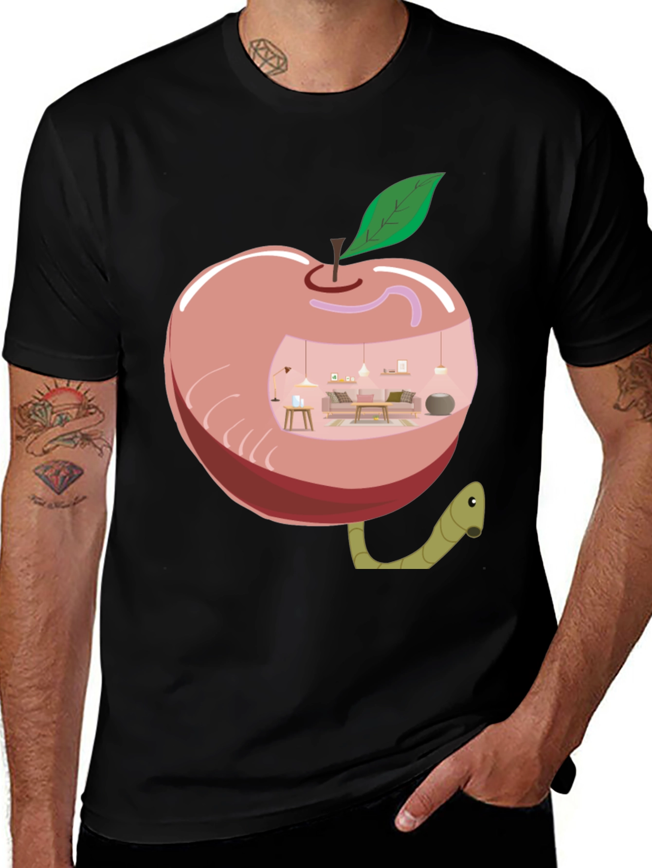Variant 8 of Apple Home Worm Tee - Unique Graphic T-Shirt