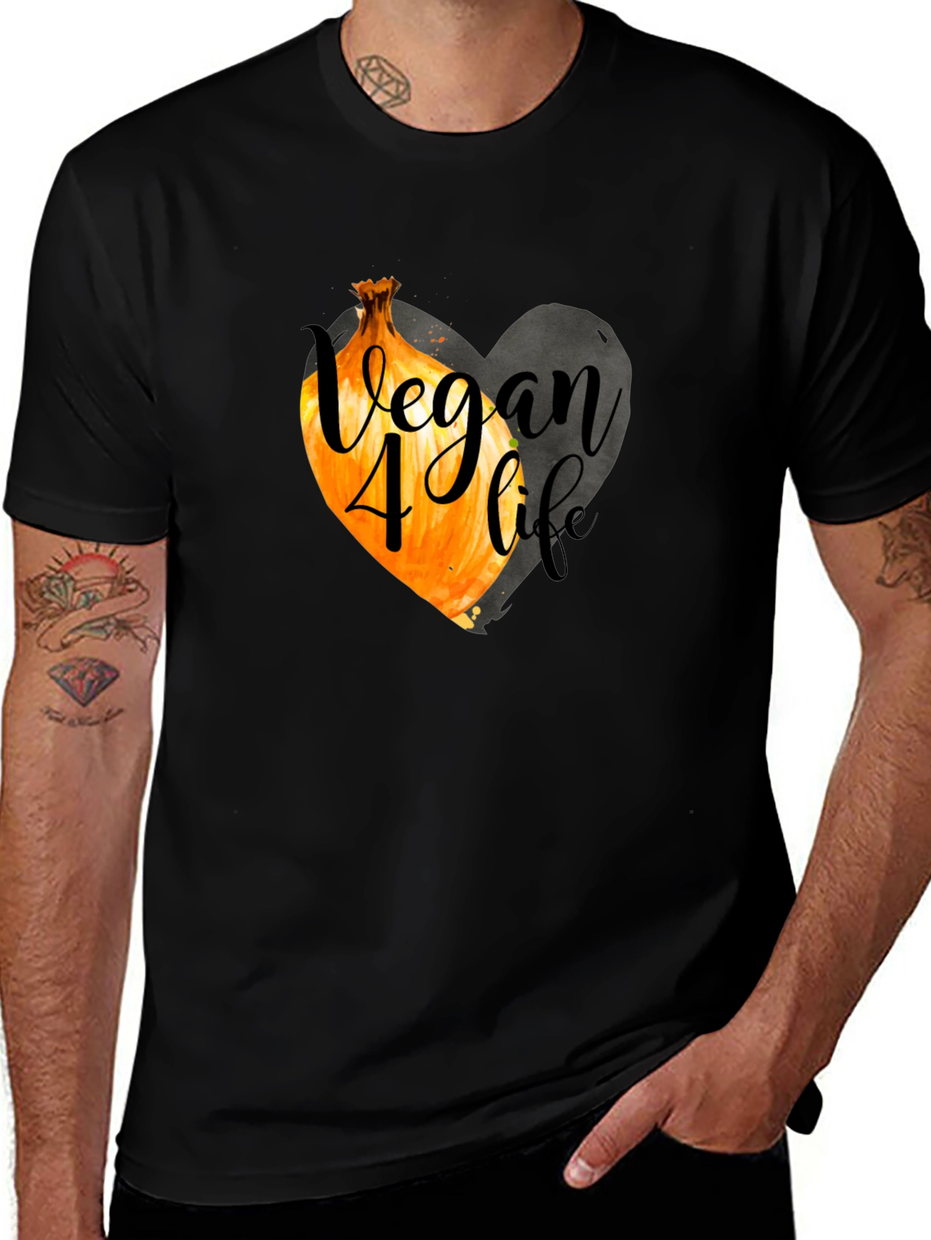 Variant 10 of Vegan 4 Life Onion Heart Graphic Tee