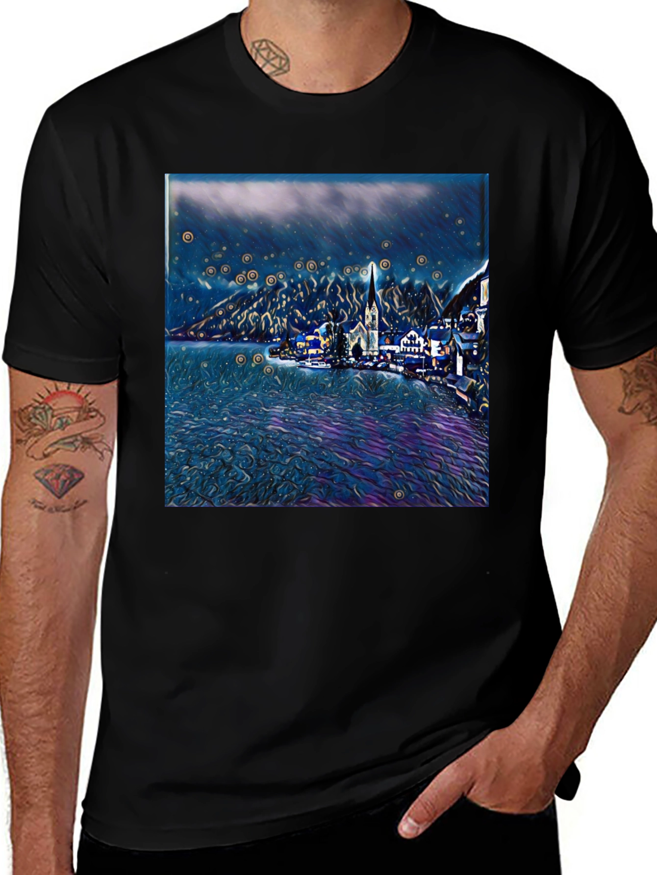 Variant 26 of Night Lake Town Graphic Tee
