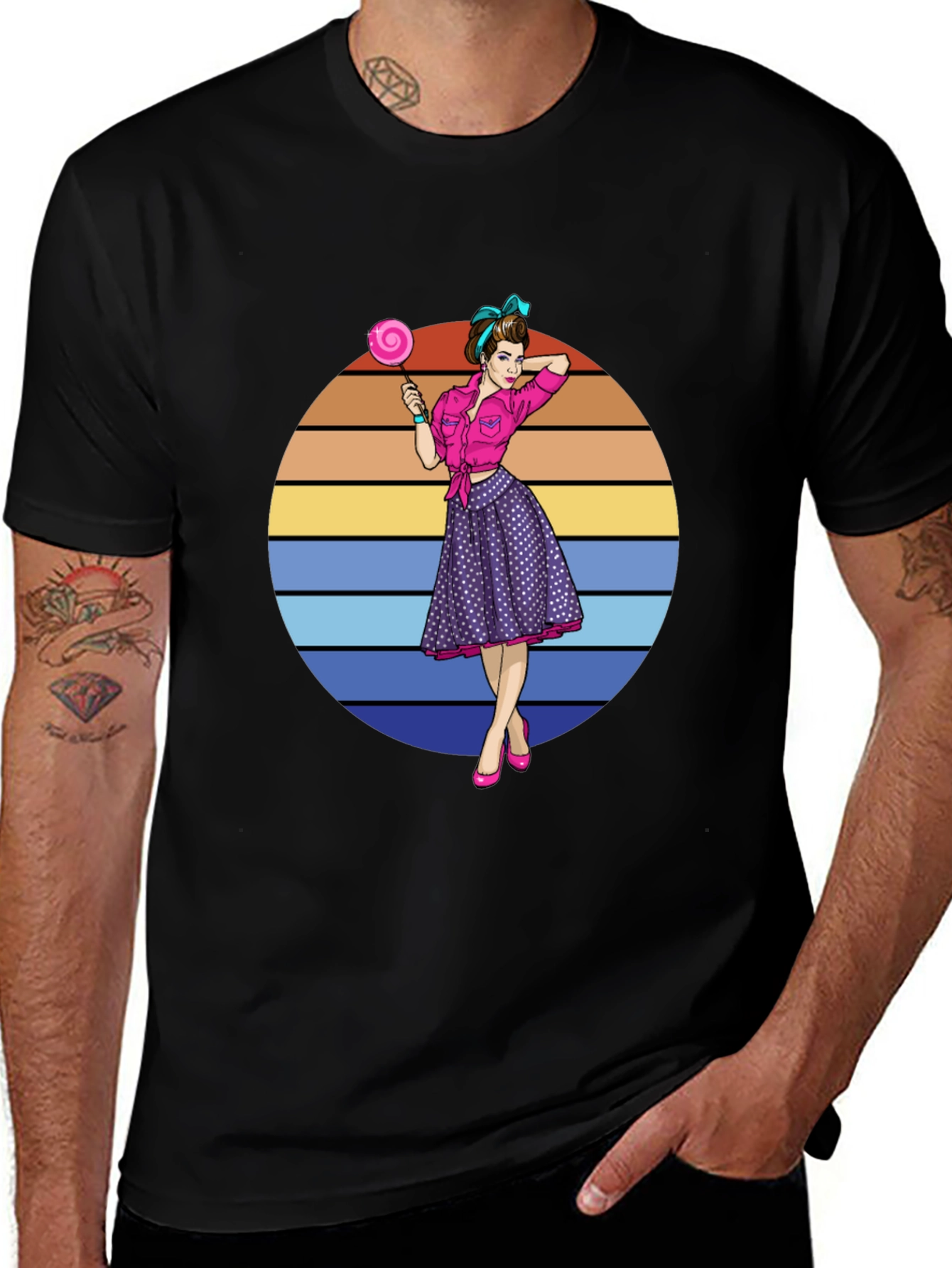 Retro Pin-Up Girl Graphic T-Shirt