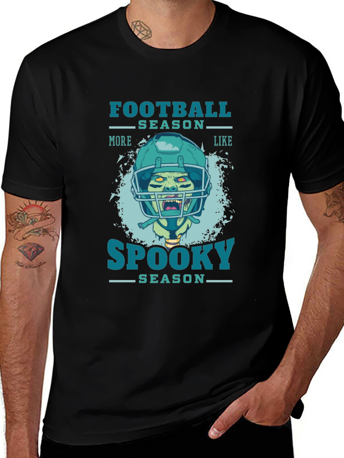 Variant 4 of Spooky Football Season Graphic T-Shirt