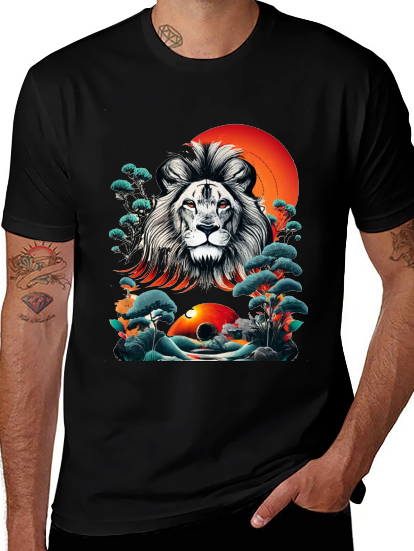 Variant 27 of Lion Graphic Tee - Black Graphic T-Shirt