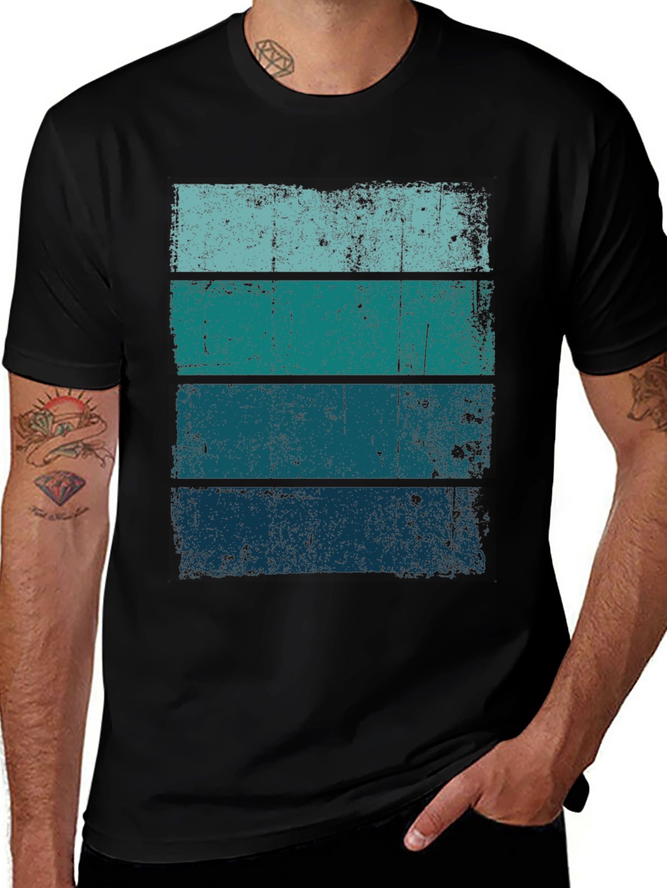 Variant 10 of Retro Striped Tee - Distressed Graphic T-Shirt