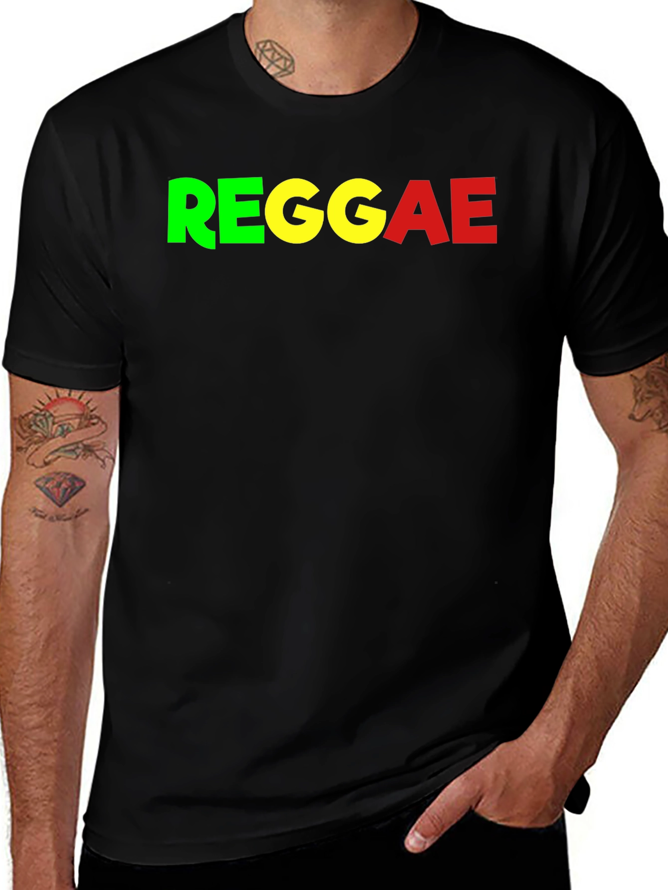 Variant 15 of Reggae Graphic Tee - Black Cotton T-Shirt