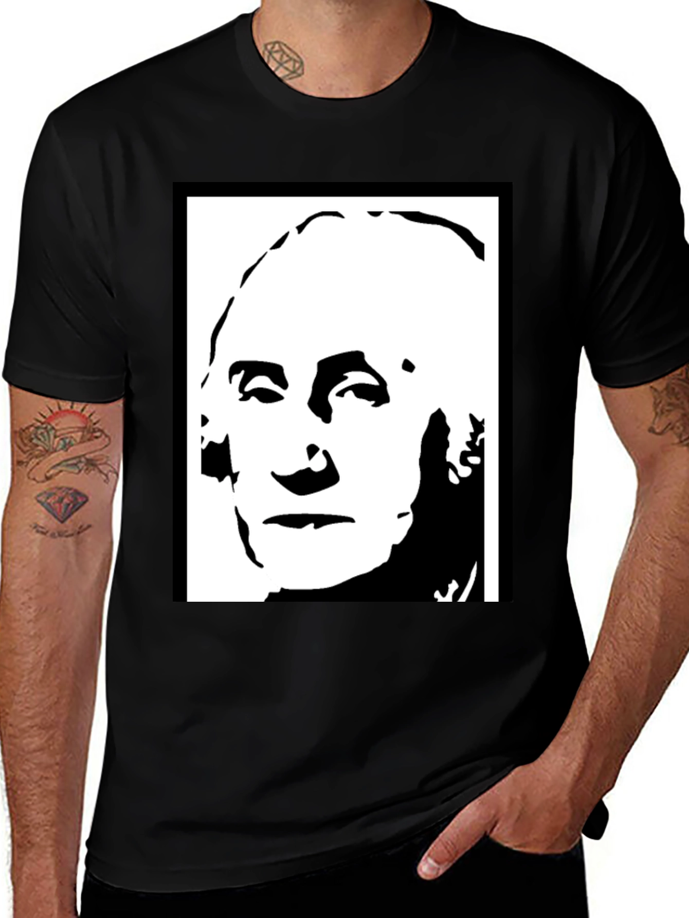 Variant 27 of George Washington Graphic Tee - Black Cotton T-Shirt