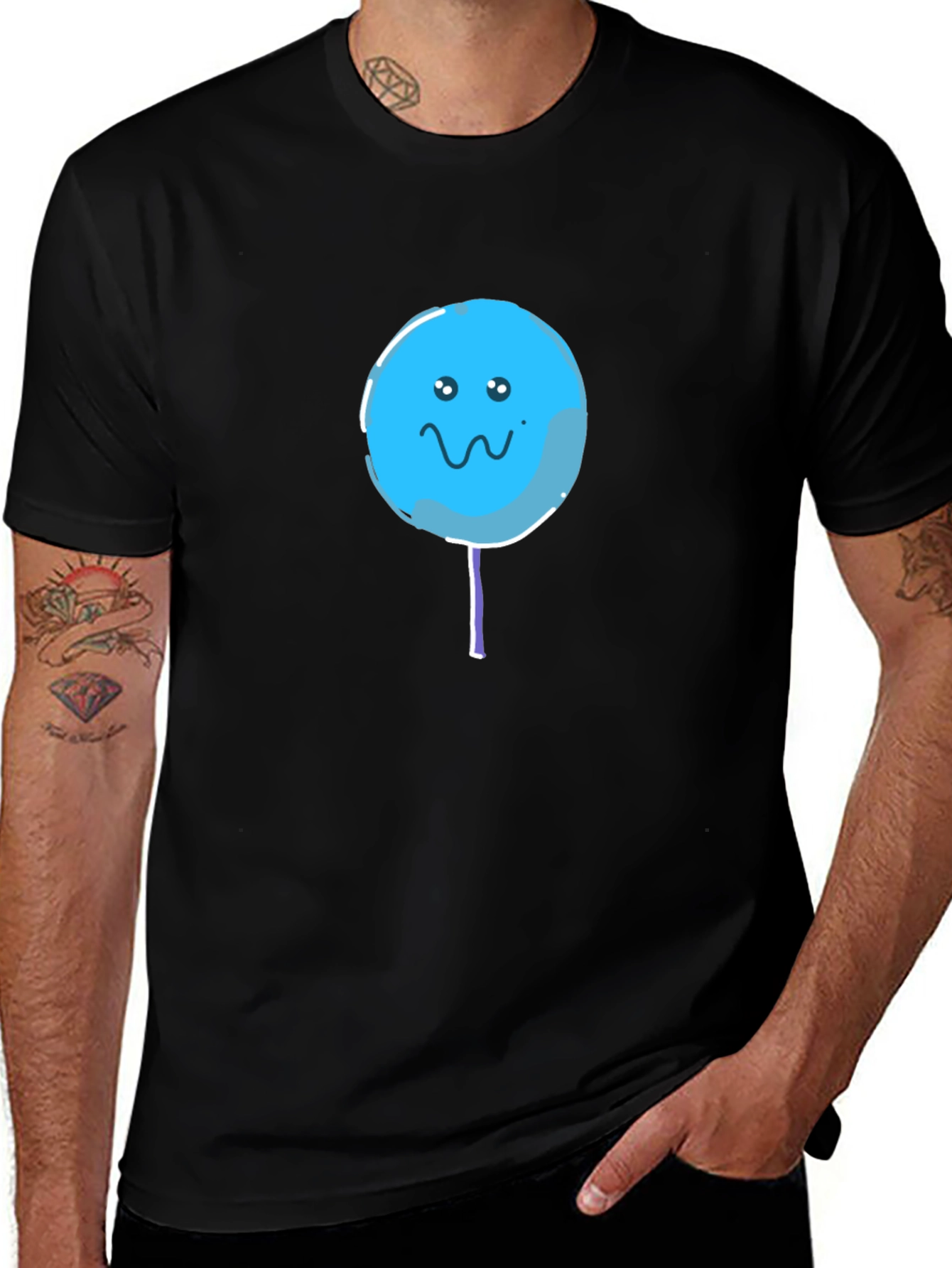 Variant 25 of Sad Lollipop Graphic Black T-Shirt
