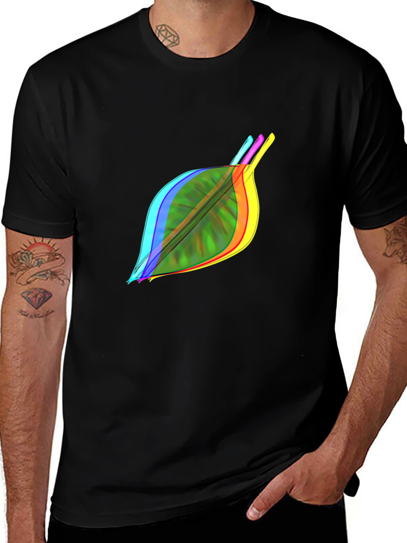 Variant 12 of Nature Leaf Graphic Black T-Shirt