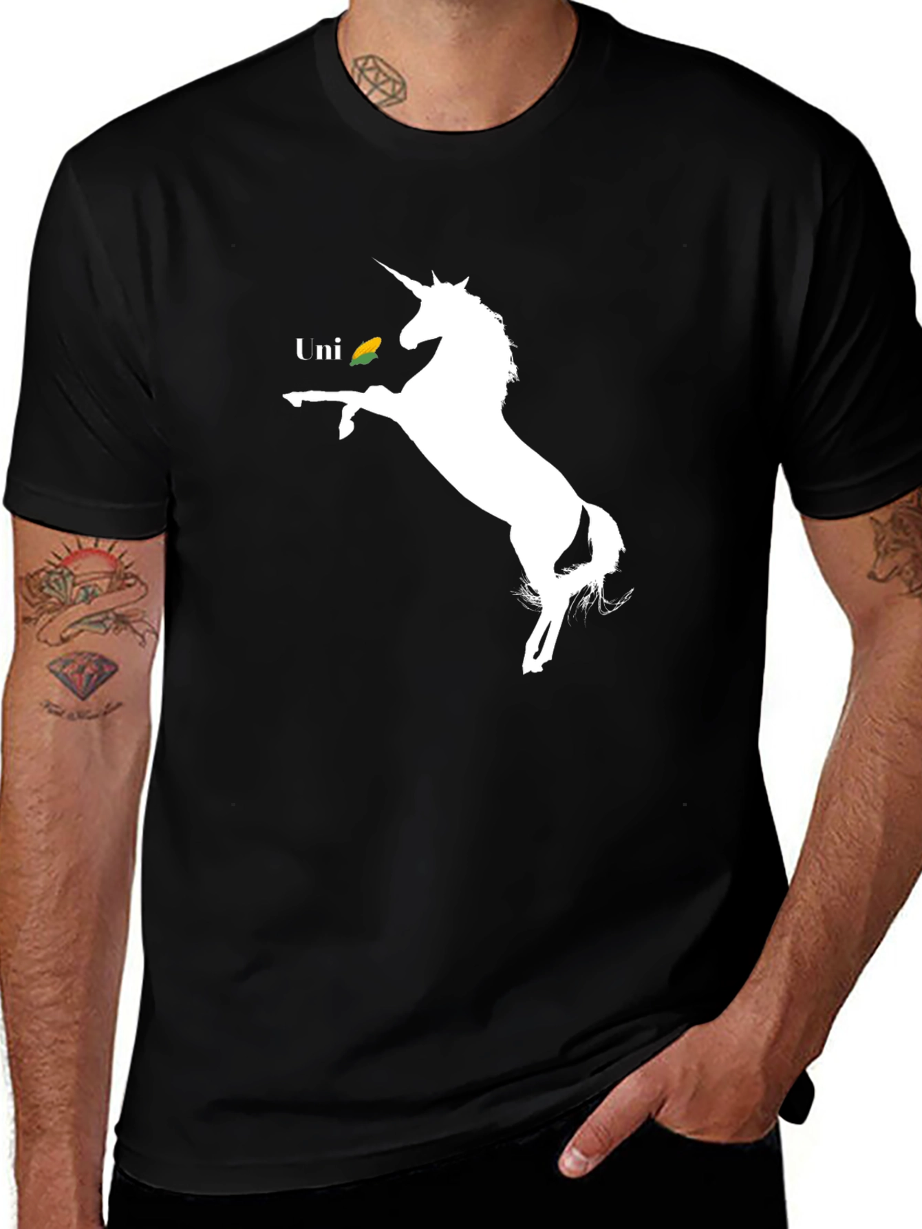 Variant 10 of Unicorn & Corn Black Graphic Tee