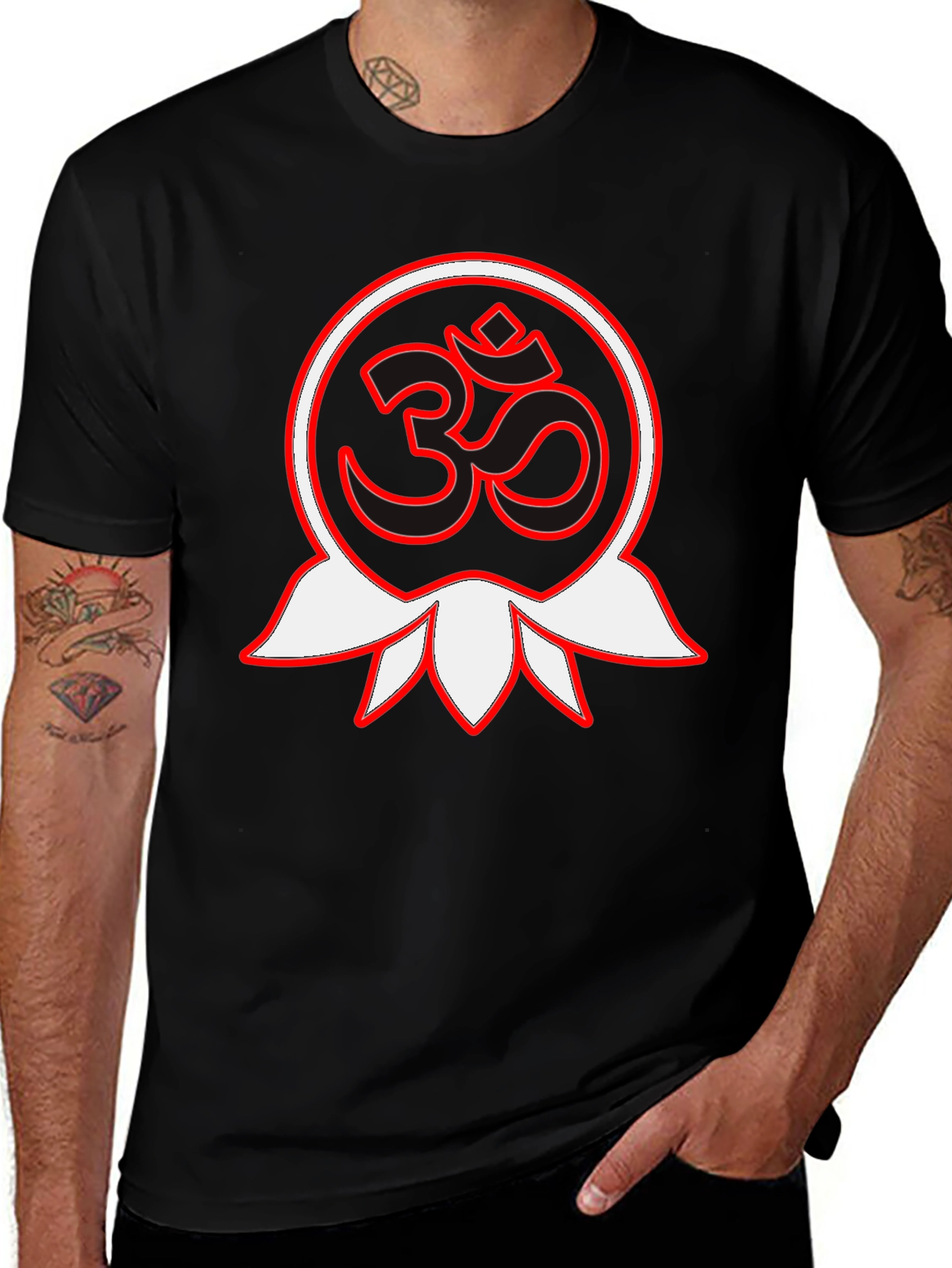 Om Lotus Graphic Black T-Shirt