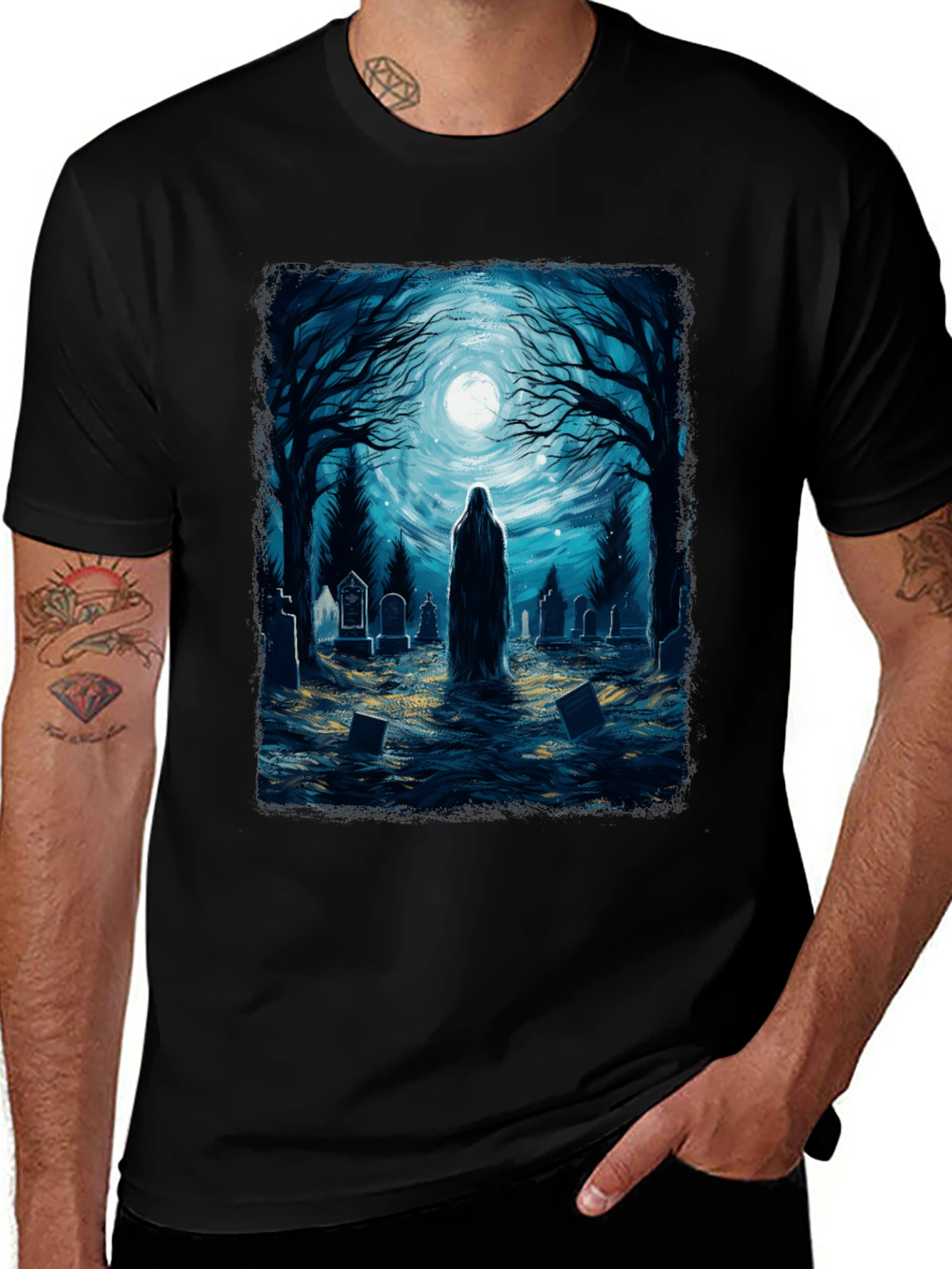 Ghostly Graveyard Tee - Spooky T-Shirt