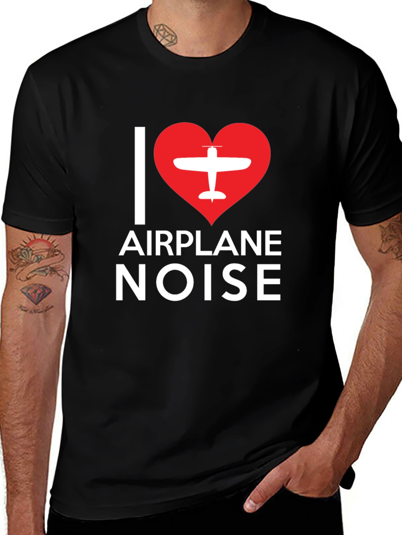 Variant 16 of I Love Airplane Noise Black T-Shirt