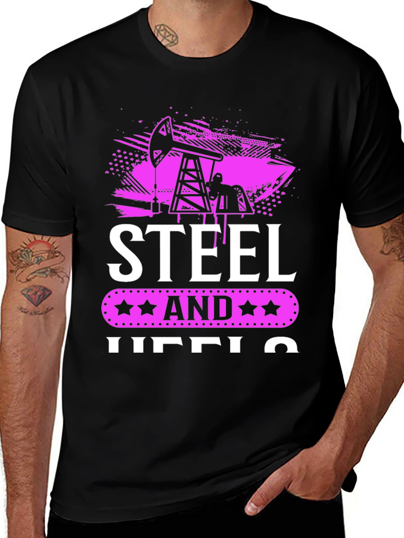 Variant 25 of Steel and Heels Oilfield T-Shirt - Black