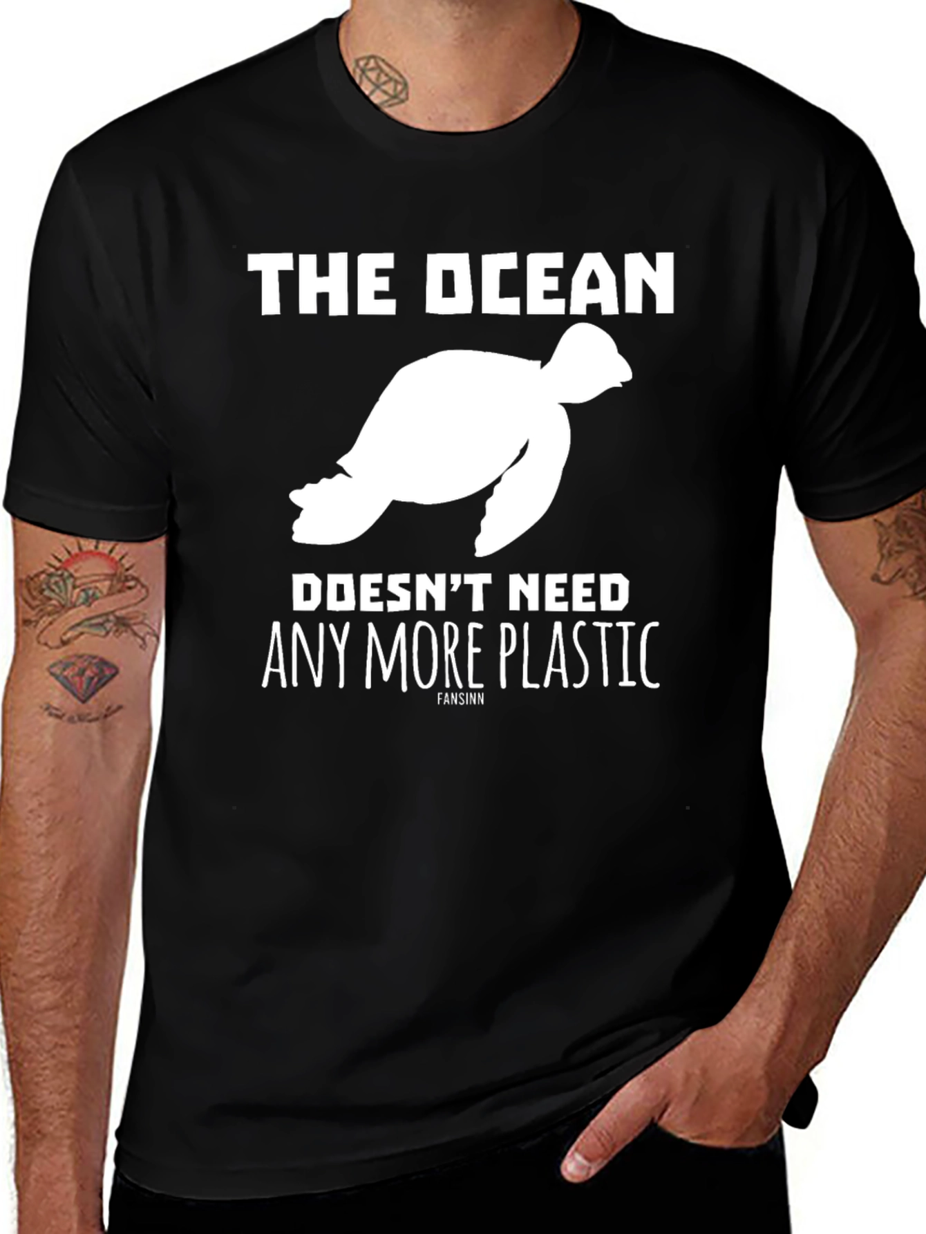 Variant 30 of Ocean Needs You Turtle T-Shirt - Black