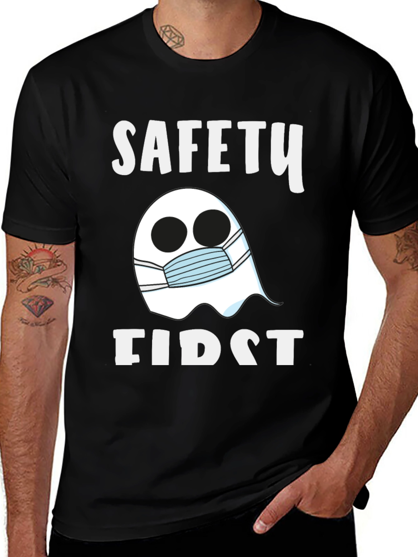 Variant 15 of Safety First Ghost Mask T-Shirt