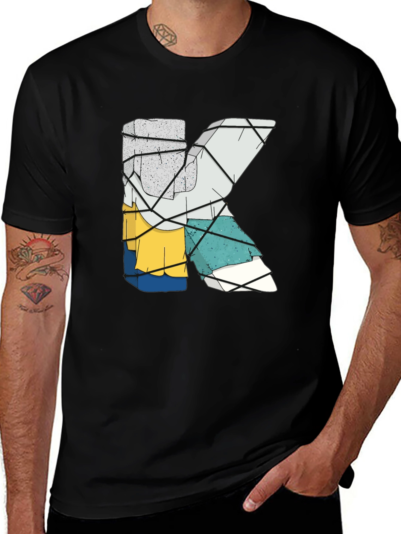 Abstract Letter "K" Graphic T-Shirt