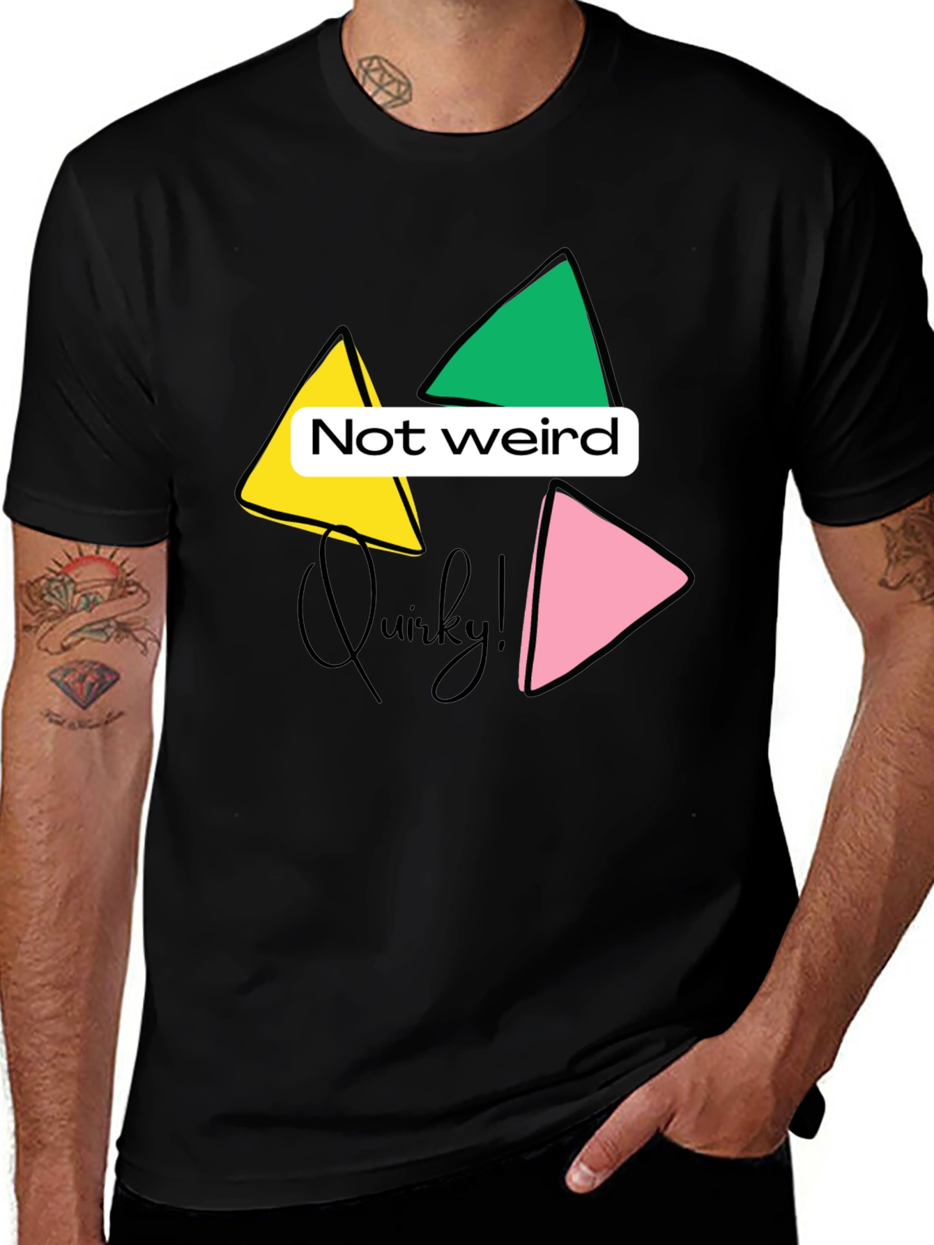 Variant 28 of Quirky Triangle Graphic Print Black T-Shirt