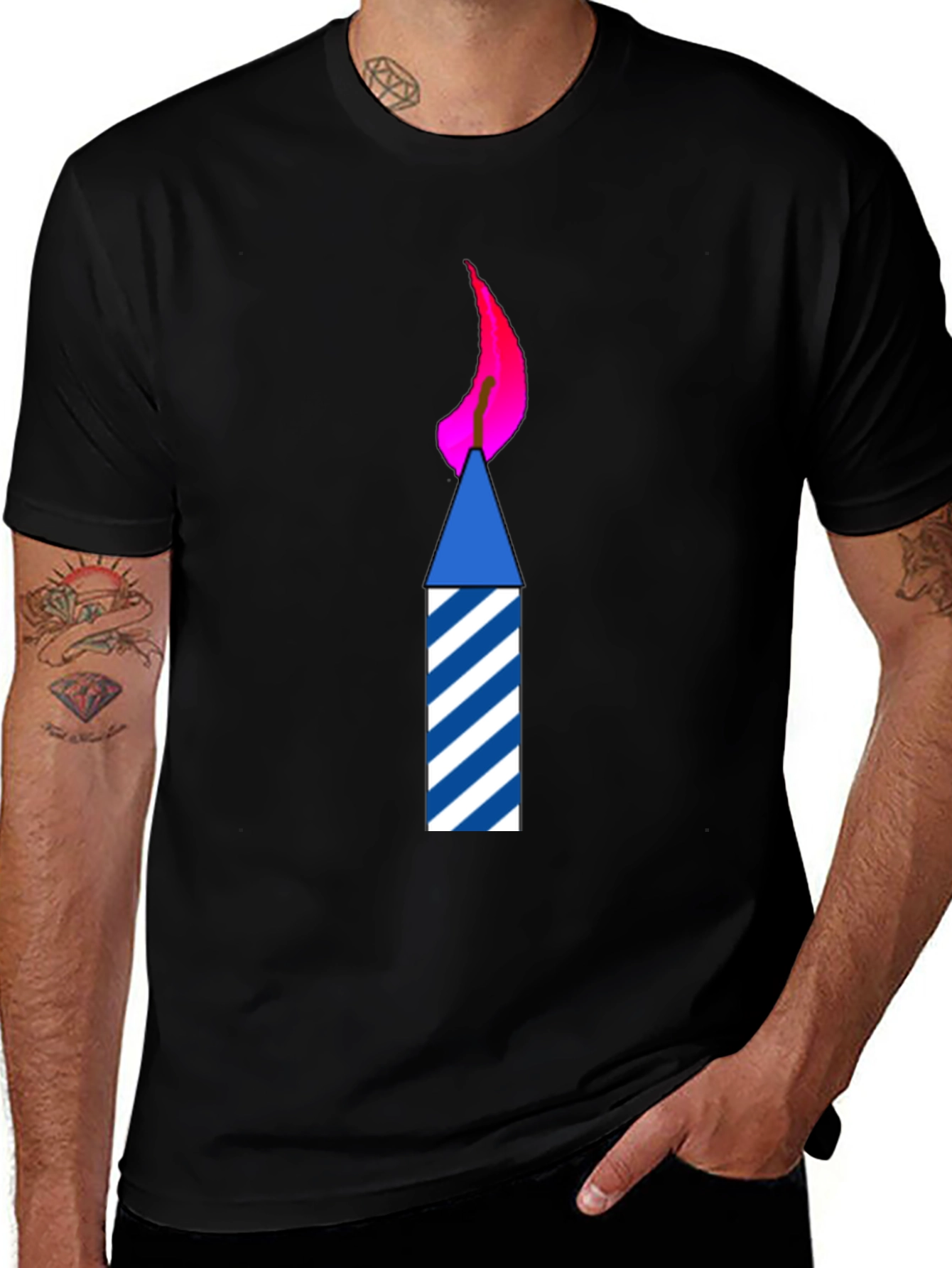 Variant 13 of Novelty Birthday Candle Graphic Tee - Black