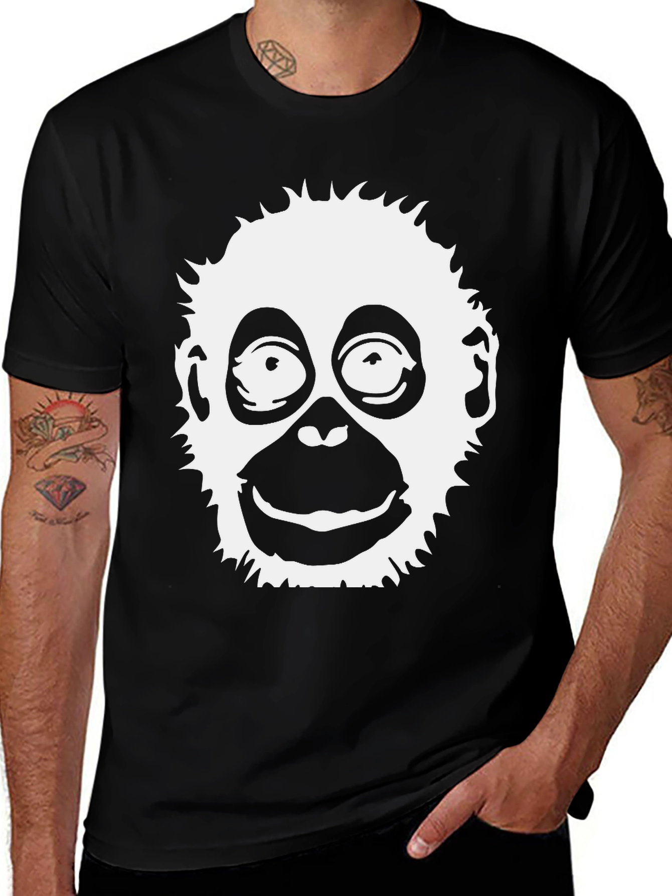 Variant 22 of Monkey Graphic Tee - Black Cotton T-Shirt