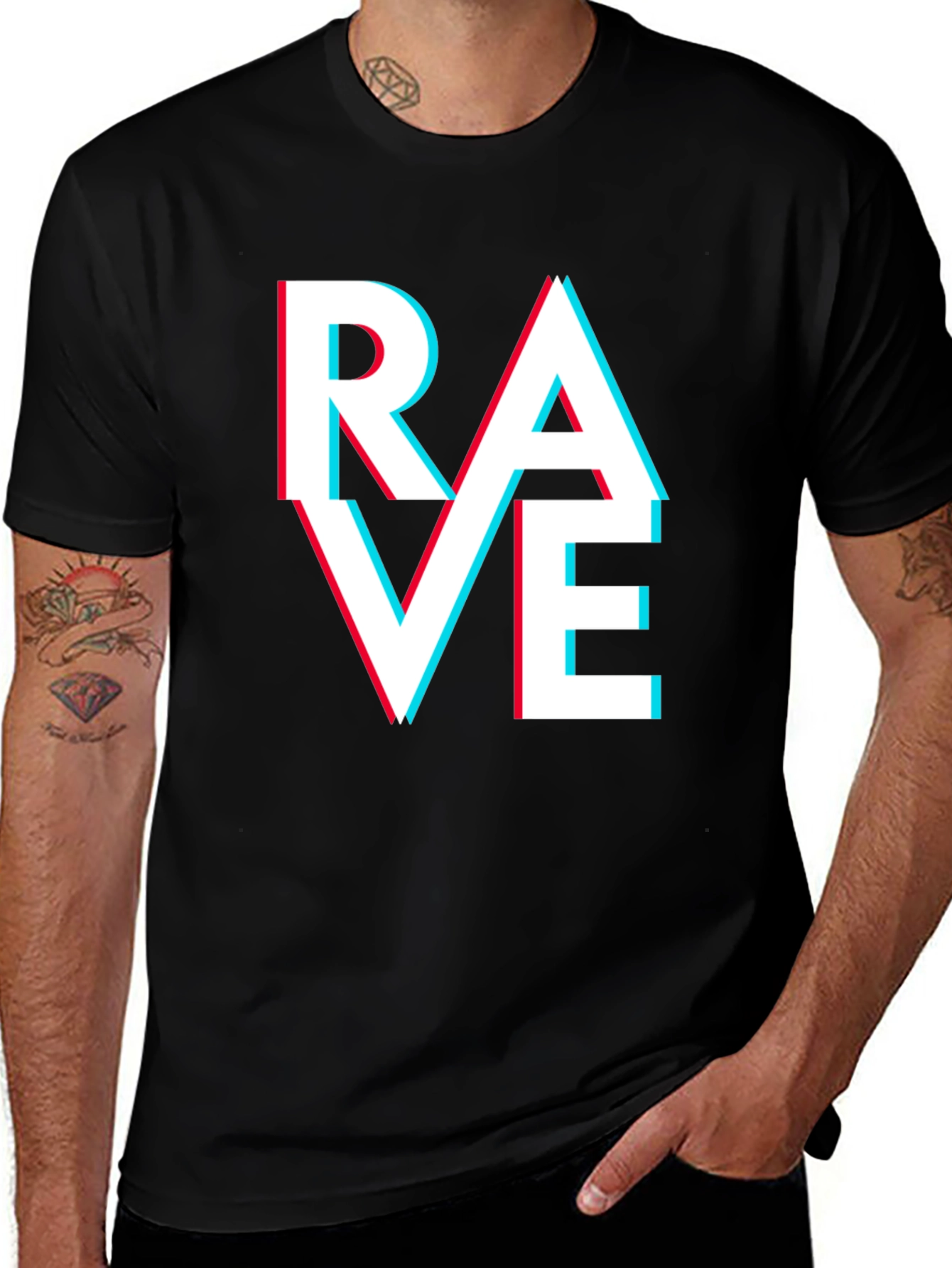 Variant 28 of Rave T-Shirt - Glitch Text Design