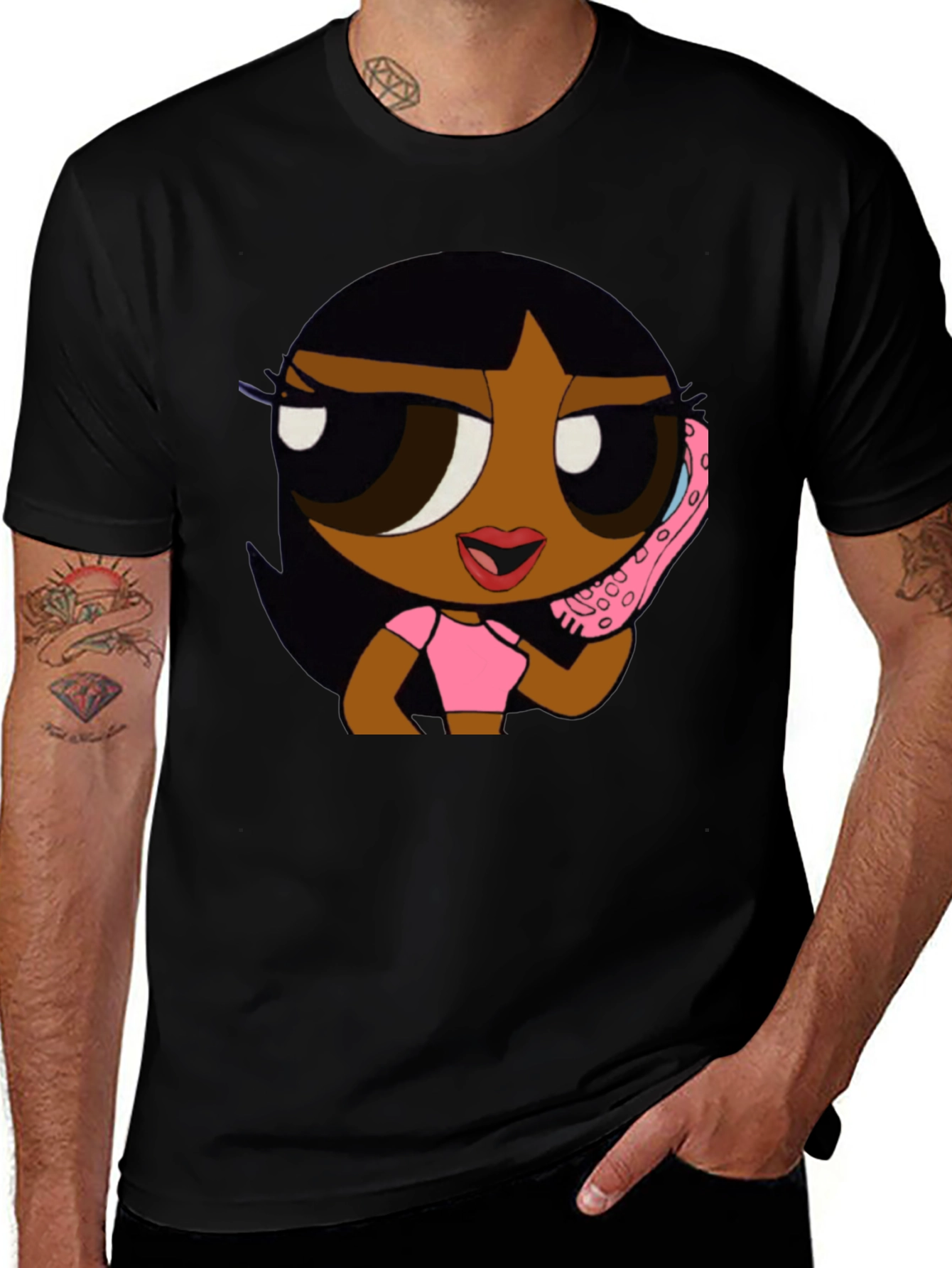 Variant 22 of Cartoon Girl Black T-Shirt - Stylish Graphic Tee