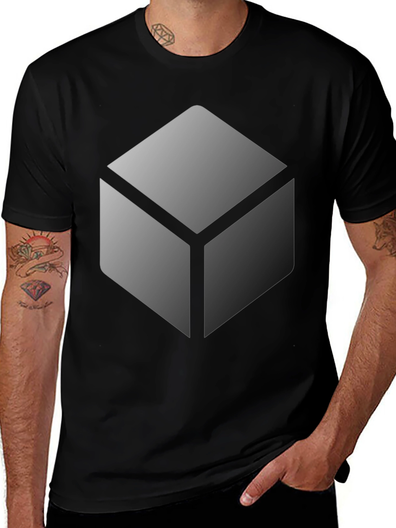 Variant 5 of Geometric Cube Graphic Print T-Shirt
