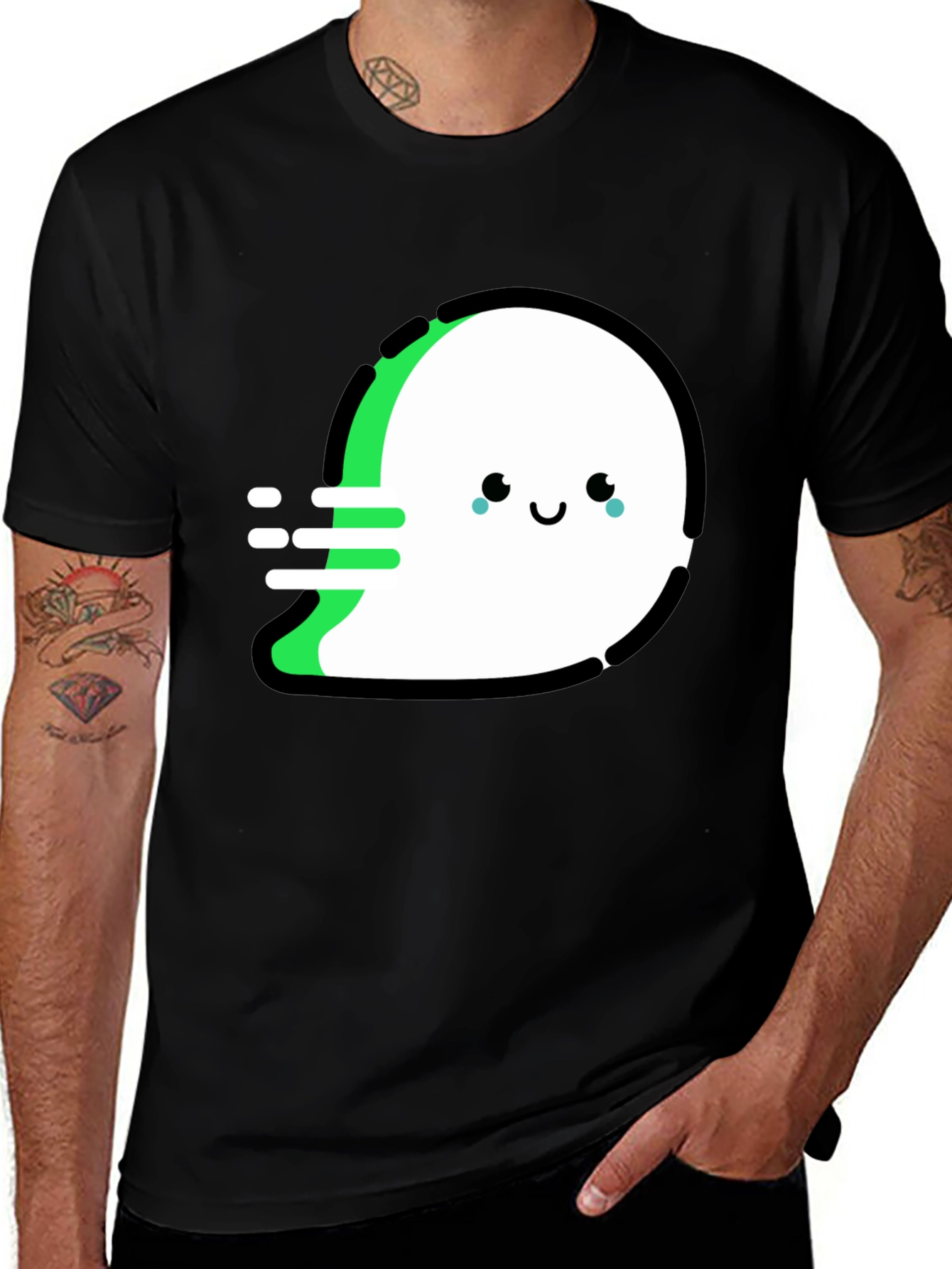Variant 7 of Cute Ghost Graphic Black T-Shirt