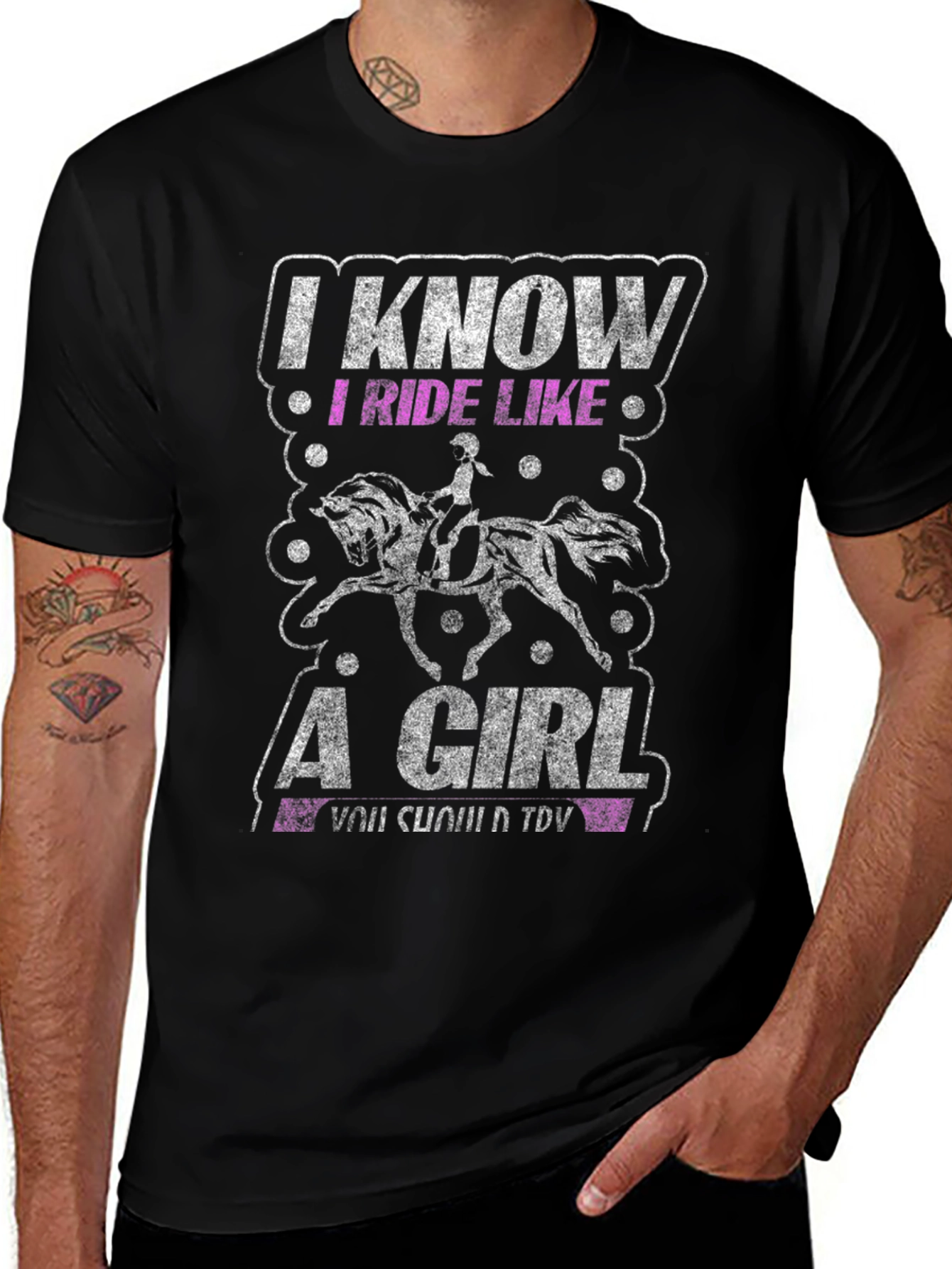 Black I Know I Ride Like a Girl T-Shirt main image