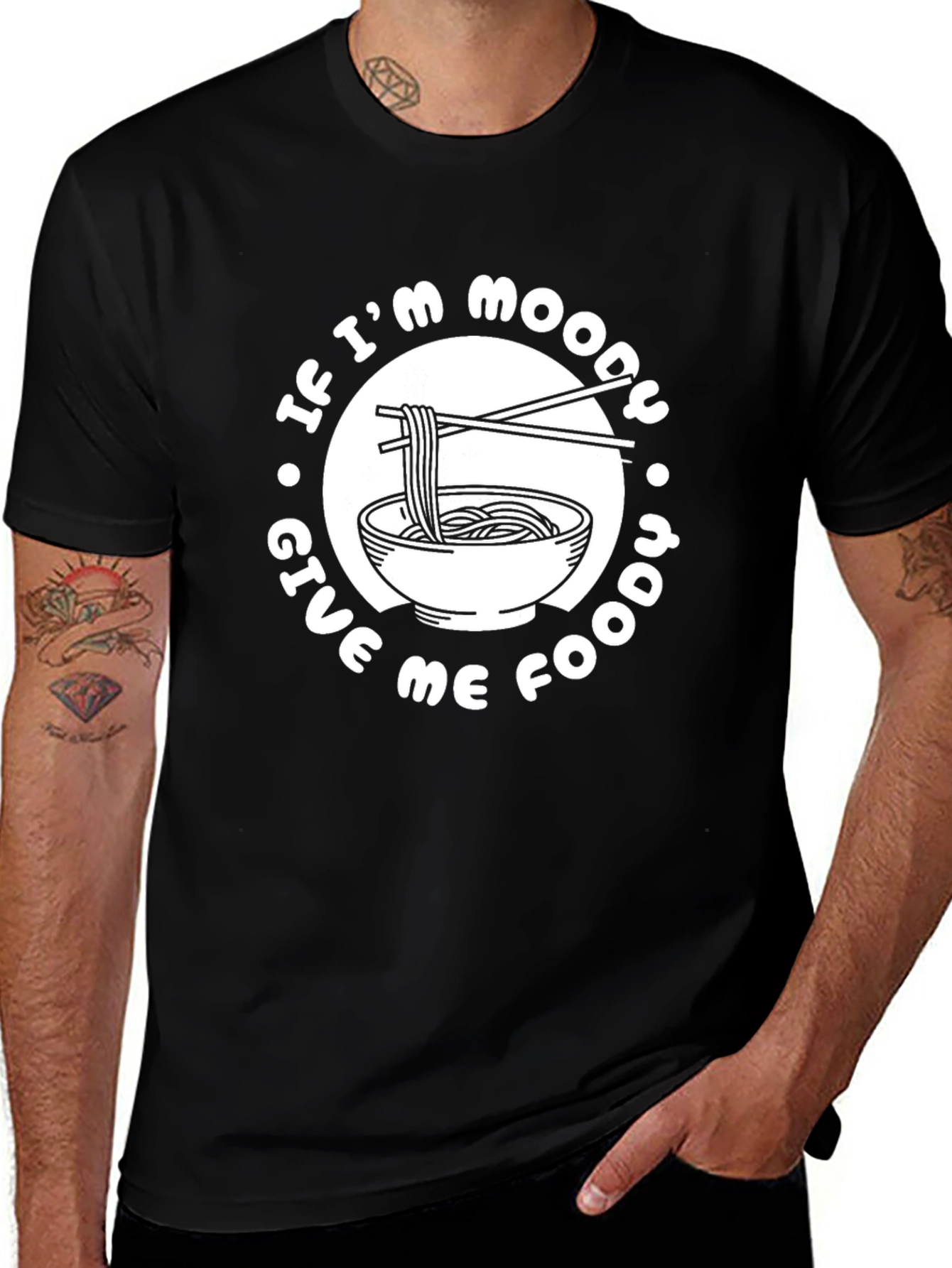 Variant 3 of Moody Noodle Bowl Graphic Black T-Shirt
