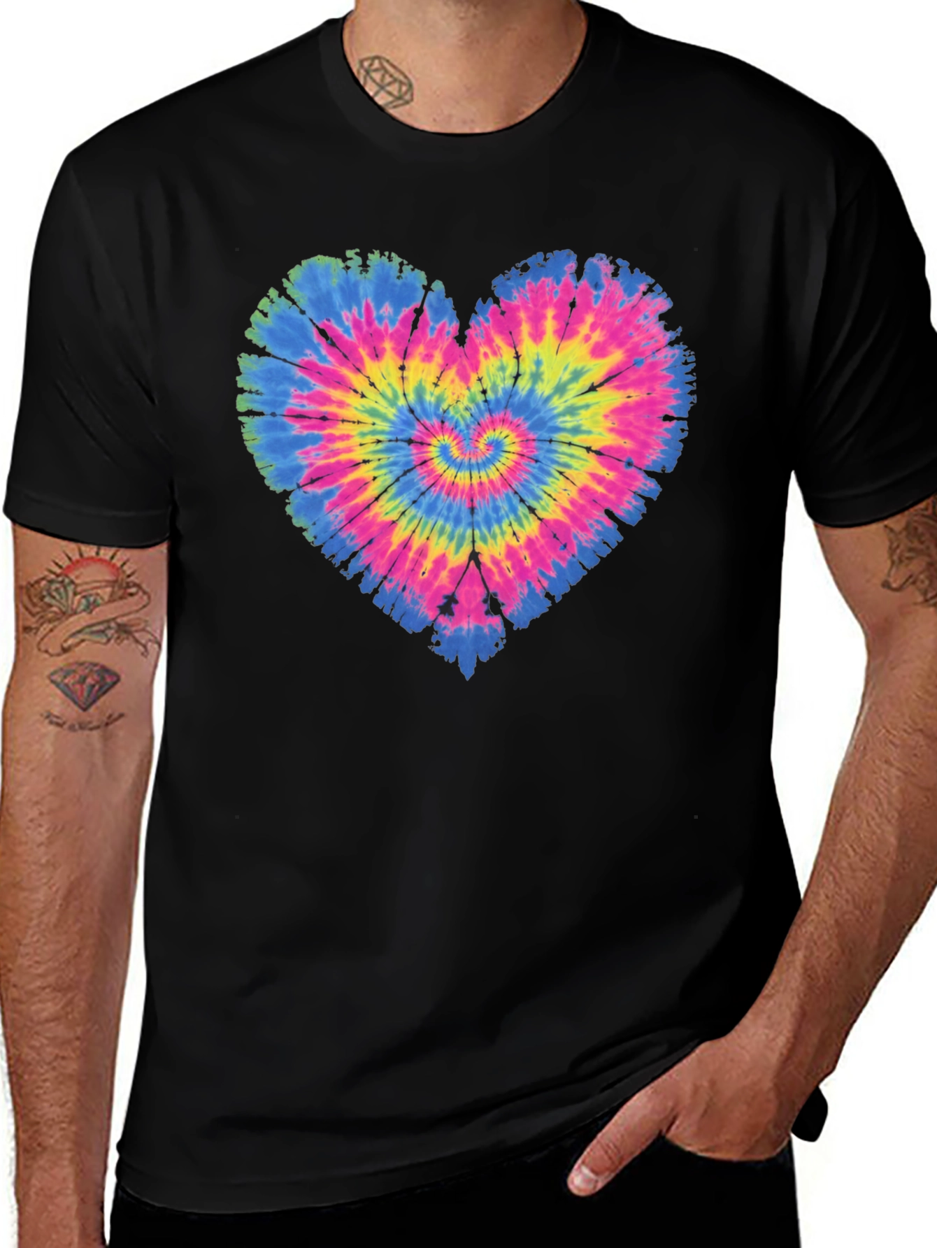 Variant 12 of Tie Dye Heart Graphic T-Shirt