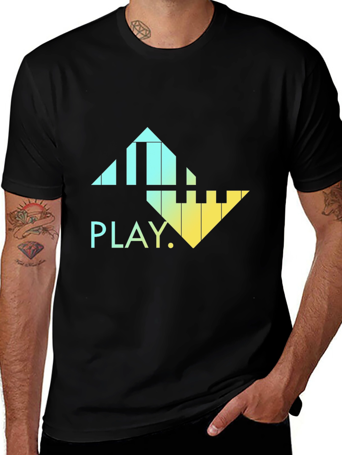 Variant 30 of Gradient Piano Keys T-Shirt - PLAY Music Tee