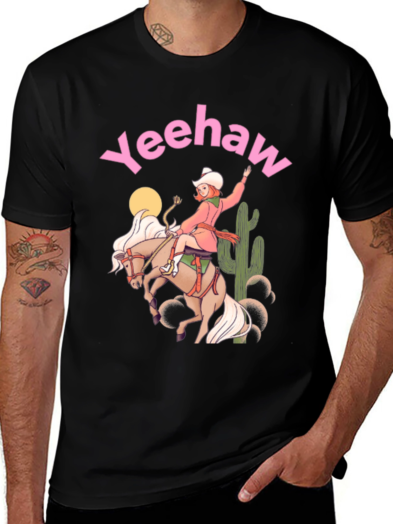 Yeehaw Cowgirl Black Graphic Tee