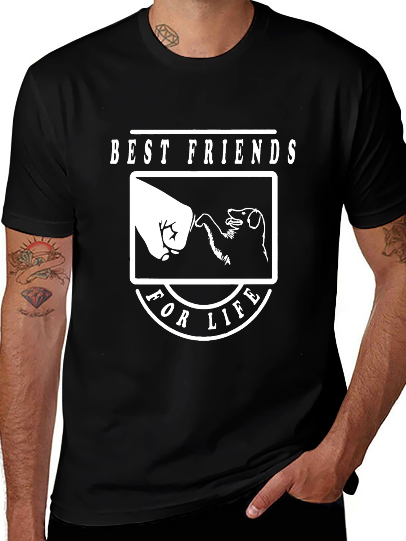 Black Best Friends For Life Graphic Tee - Dog Lover T-Shirt main image