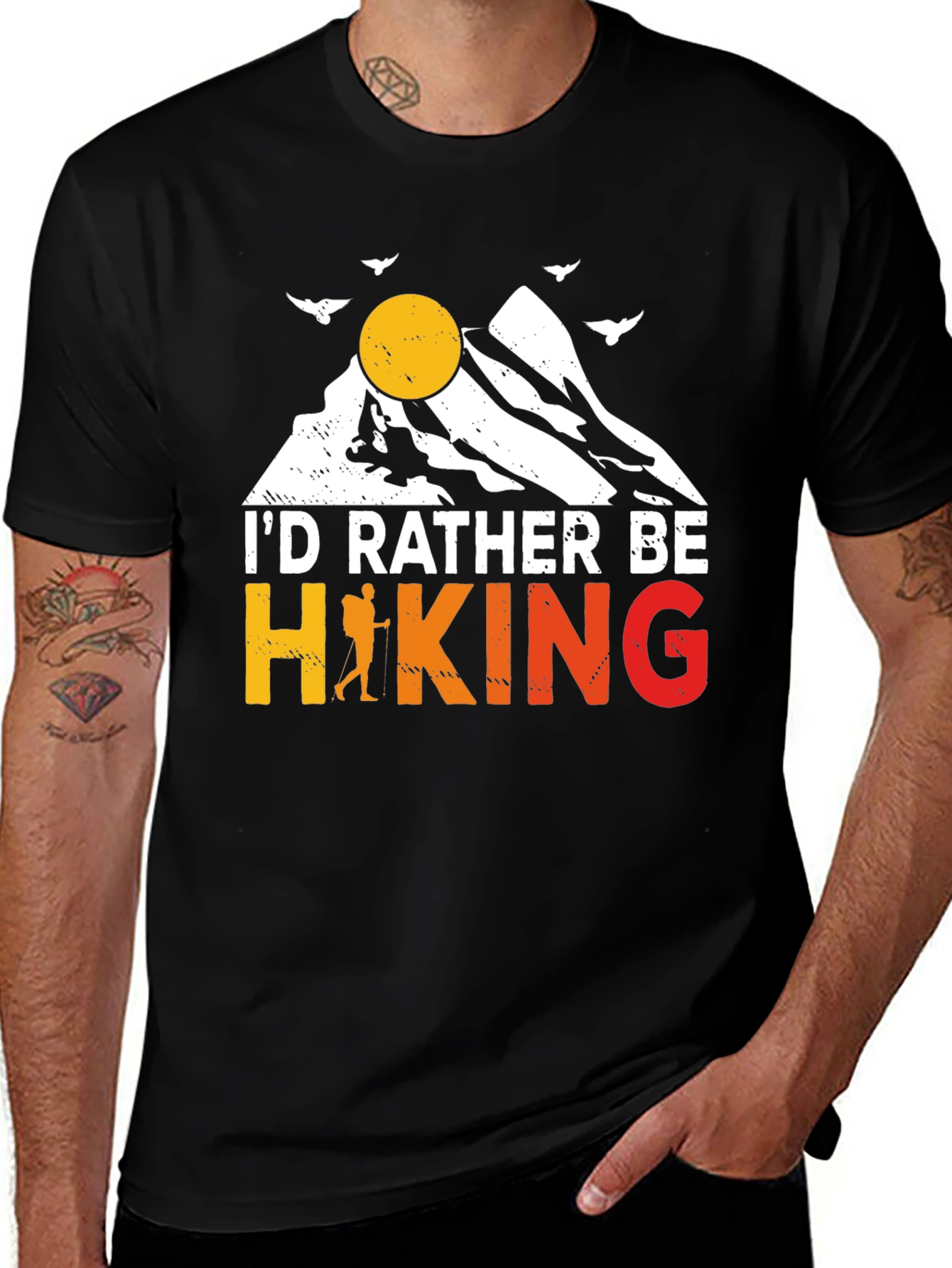Variant 21 of Hiking Graphic Tee - "I'd Rather Be Hiking" T-Shirt