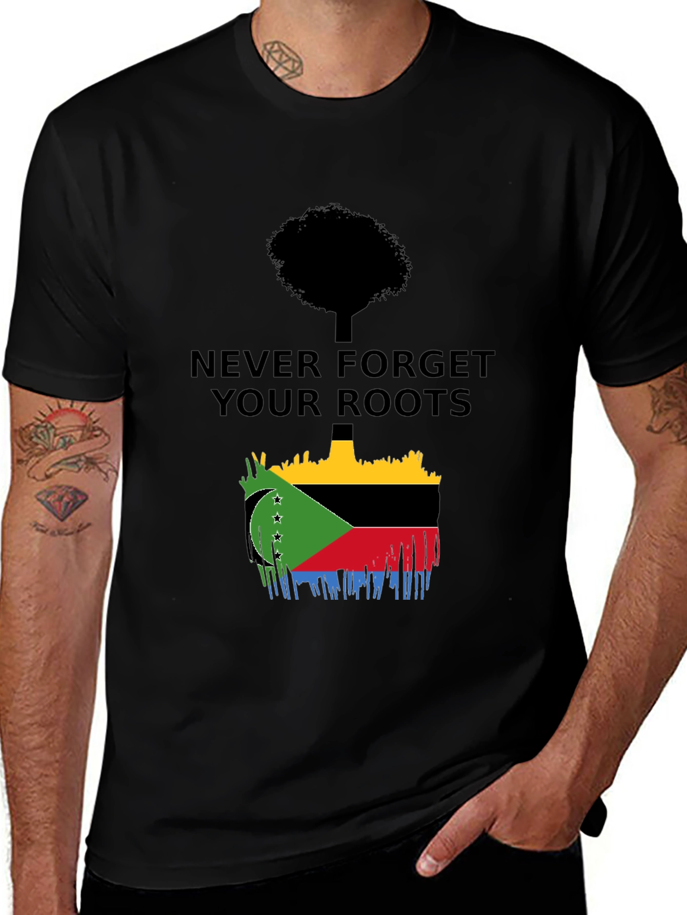 Variant 25 of Never Forget Your Roots T-Shirt - Comoros Flag