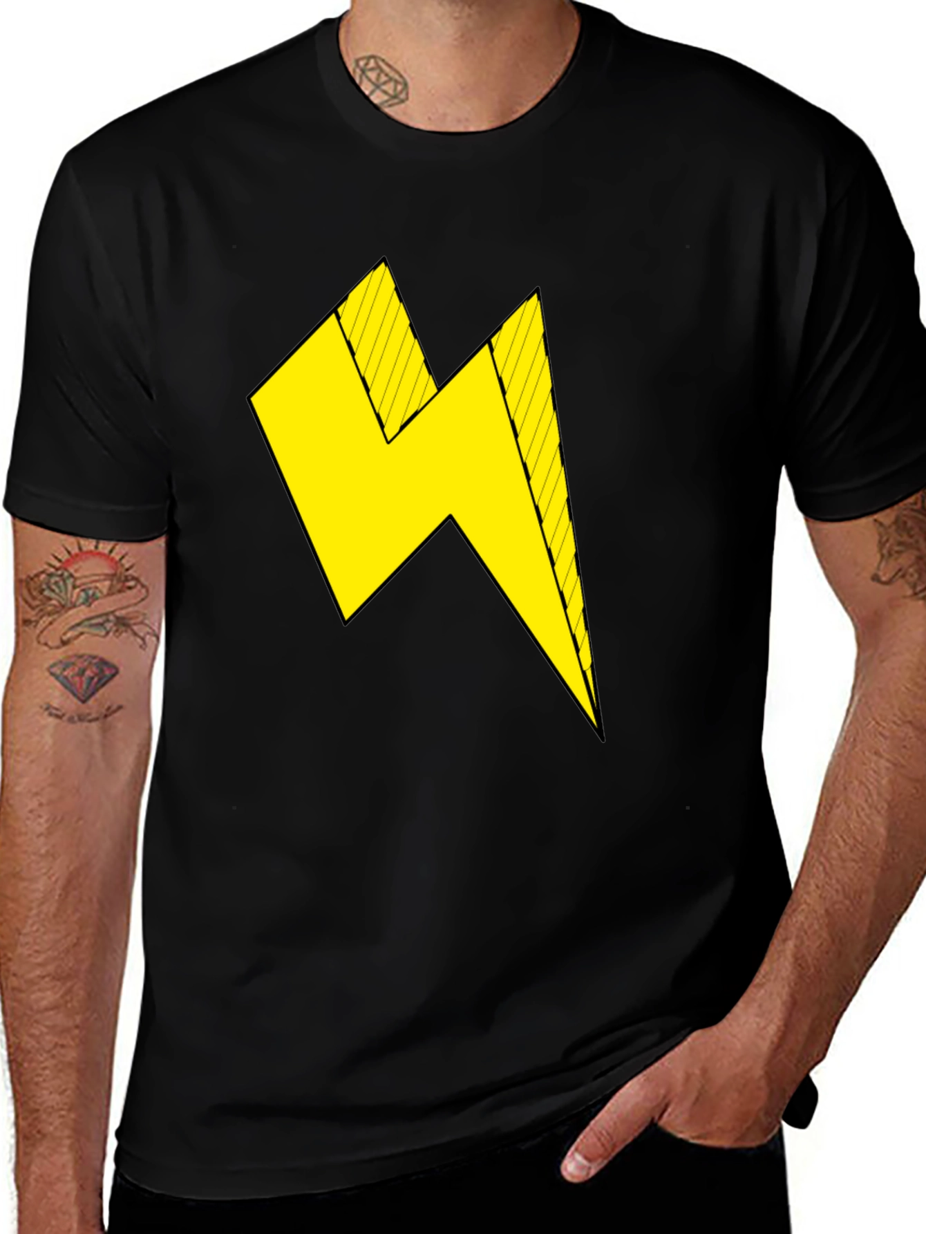 Variant 28 of Black T-Shirt with Yellow Lightning Bolt