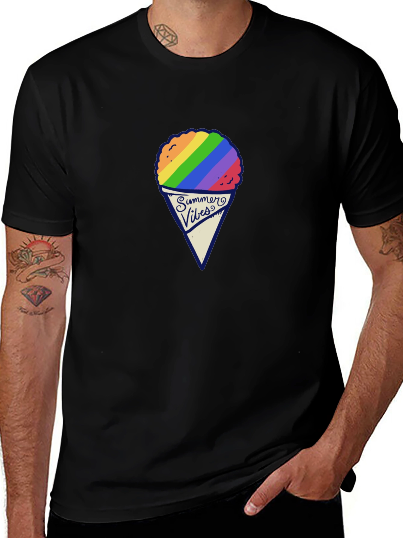 Variant 17 of Summer Vibes Rainbow Snow Cone Graphic Tee