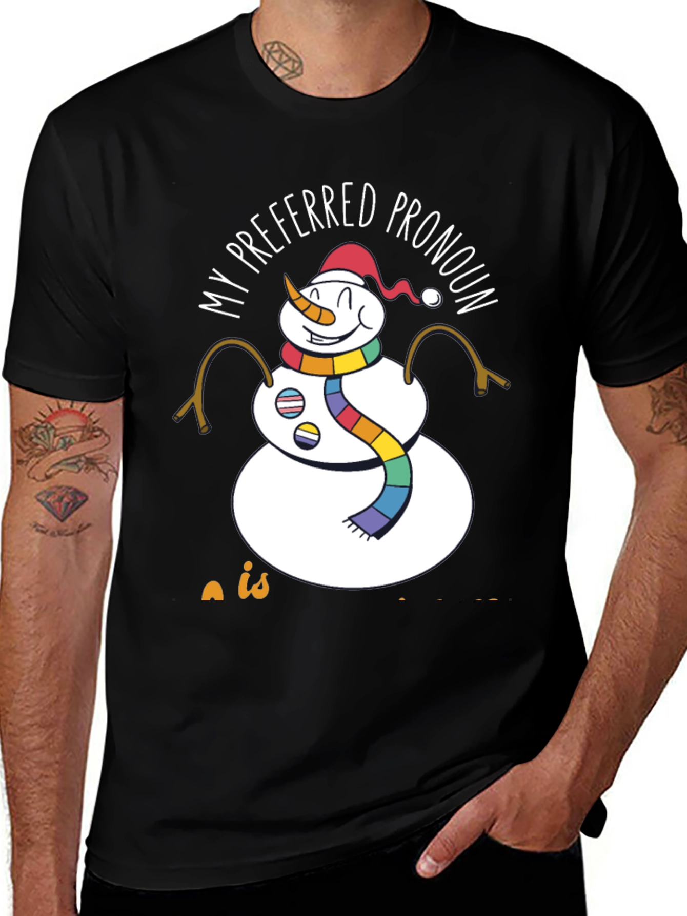 Variant 19 of Preferred Pronoun Snowman T-Shirt