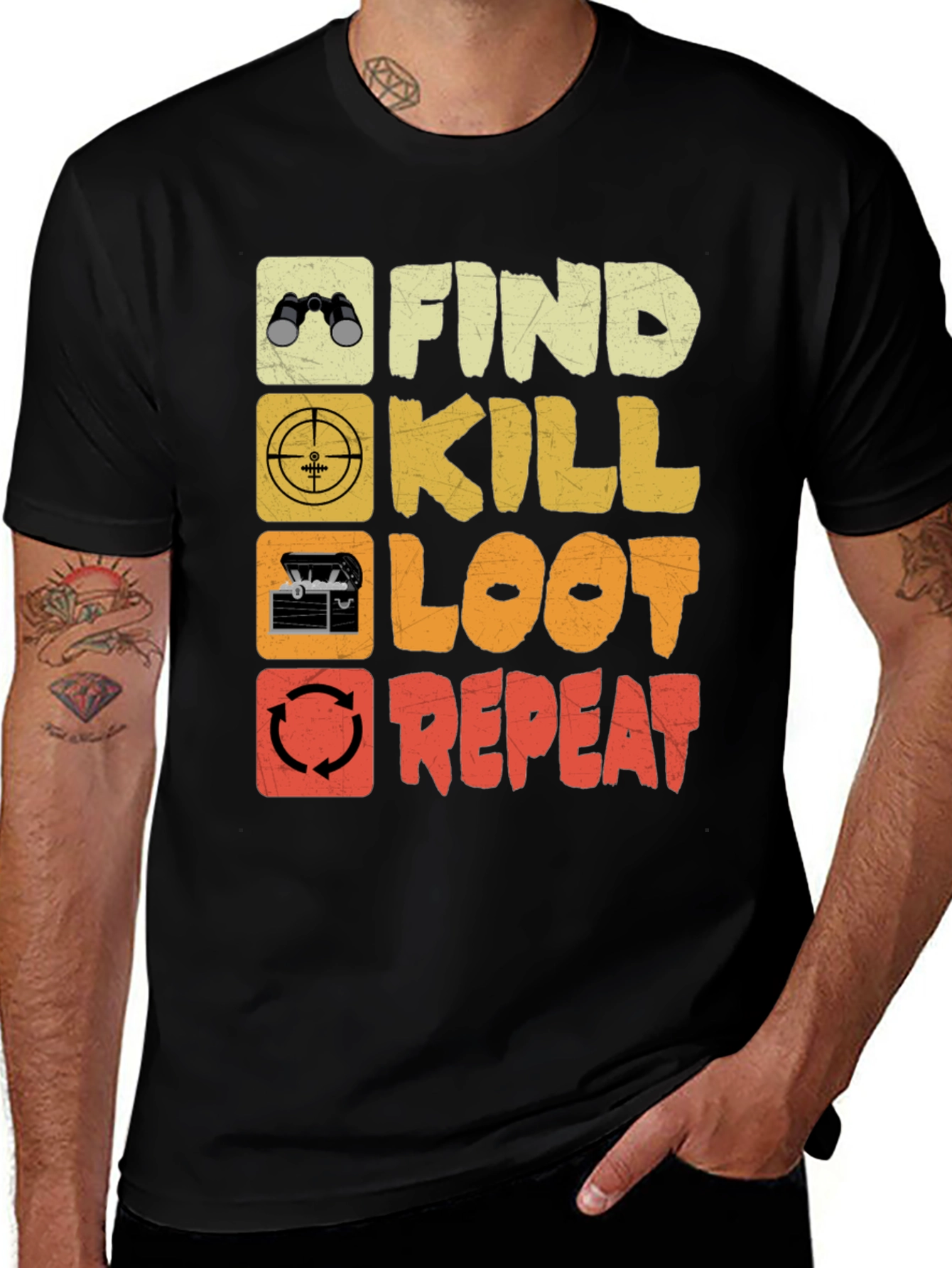 Variant 20 of Find Kill Loot Repeat Gaming T-Shirt