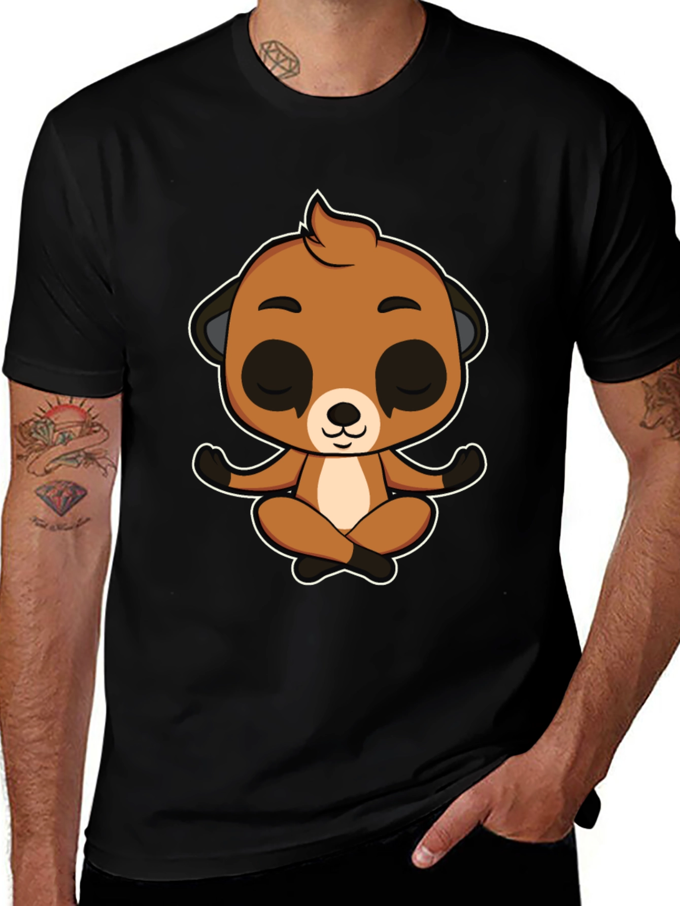 Variant 24 of Meditating Meerkat Graphic Tee - Relax in Style