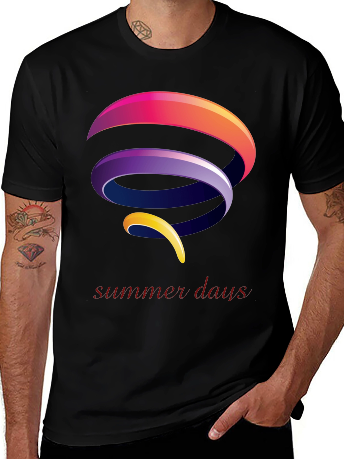 Variant 23 of Men's Black Summer Days Graphic T-Shirt