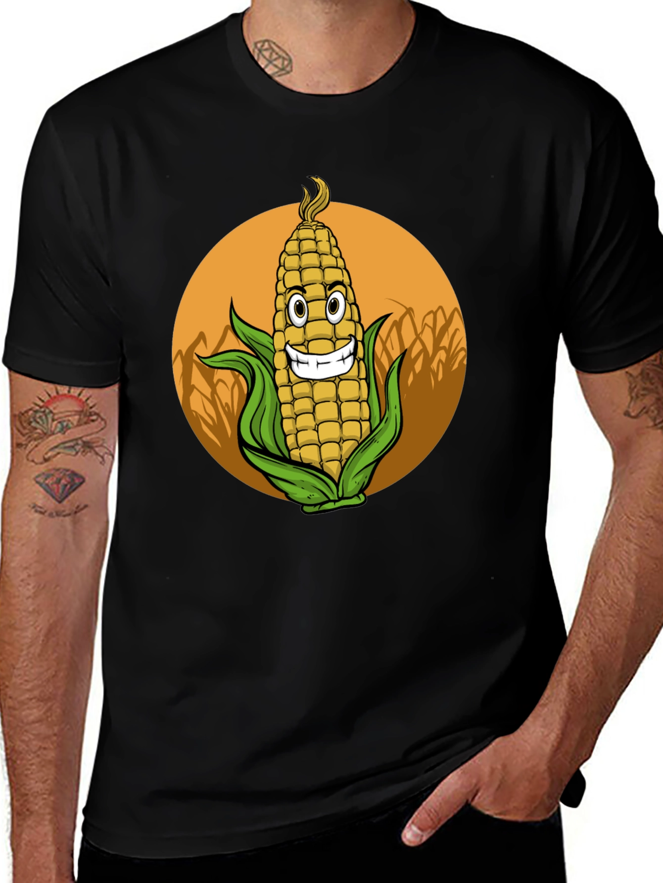 Variant 22 of Funny Corn Graphic T-Shirt - Black